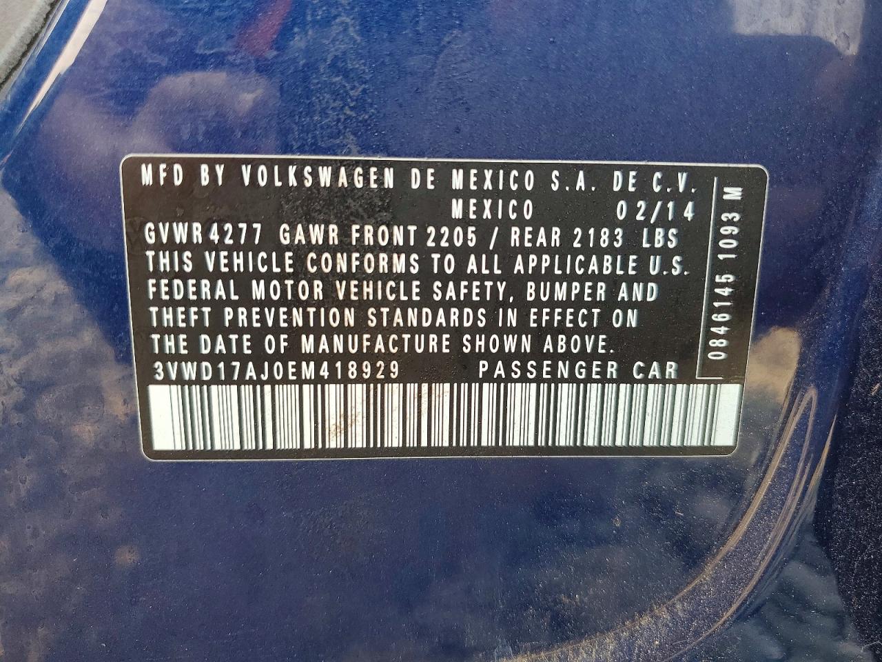 2014 Volkswagen Jetta Se Blue vin: 3VWD17AJ0EM418929
