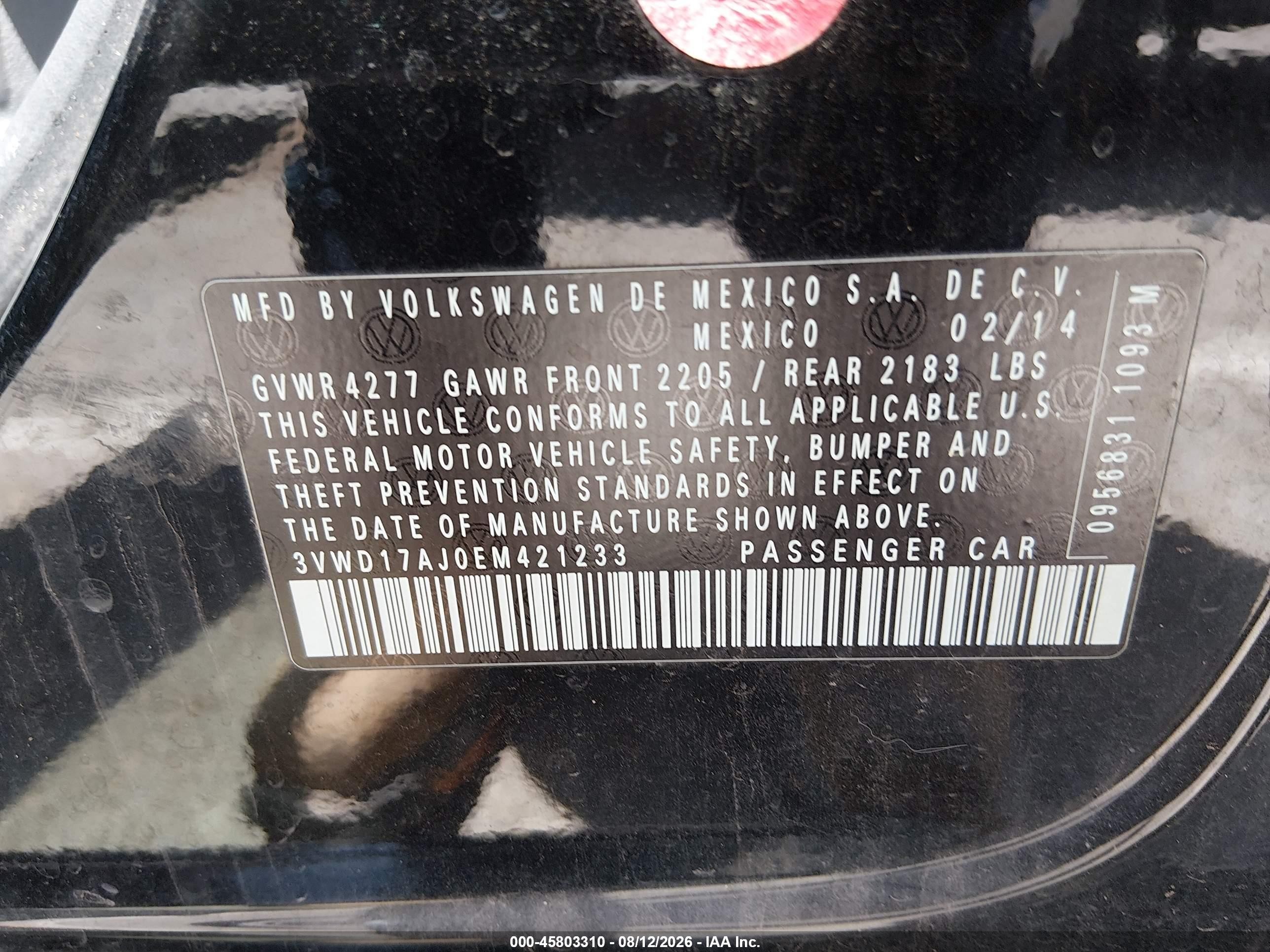 2014 Volkswagen Jetta 1.8t Se Black vin: 3VWD17AJ0EM421233