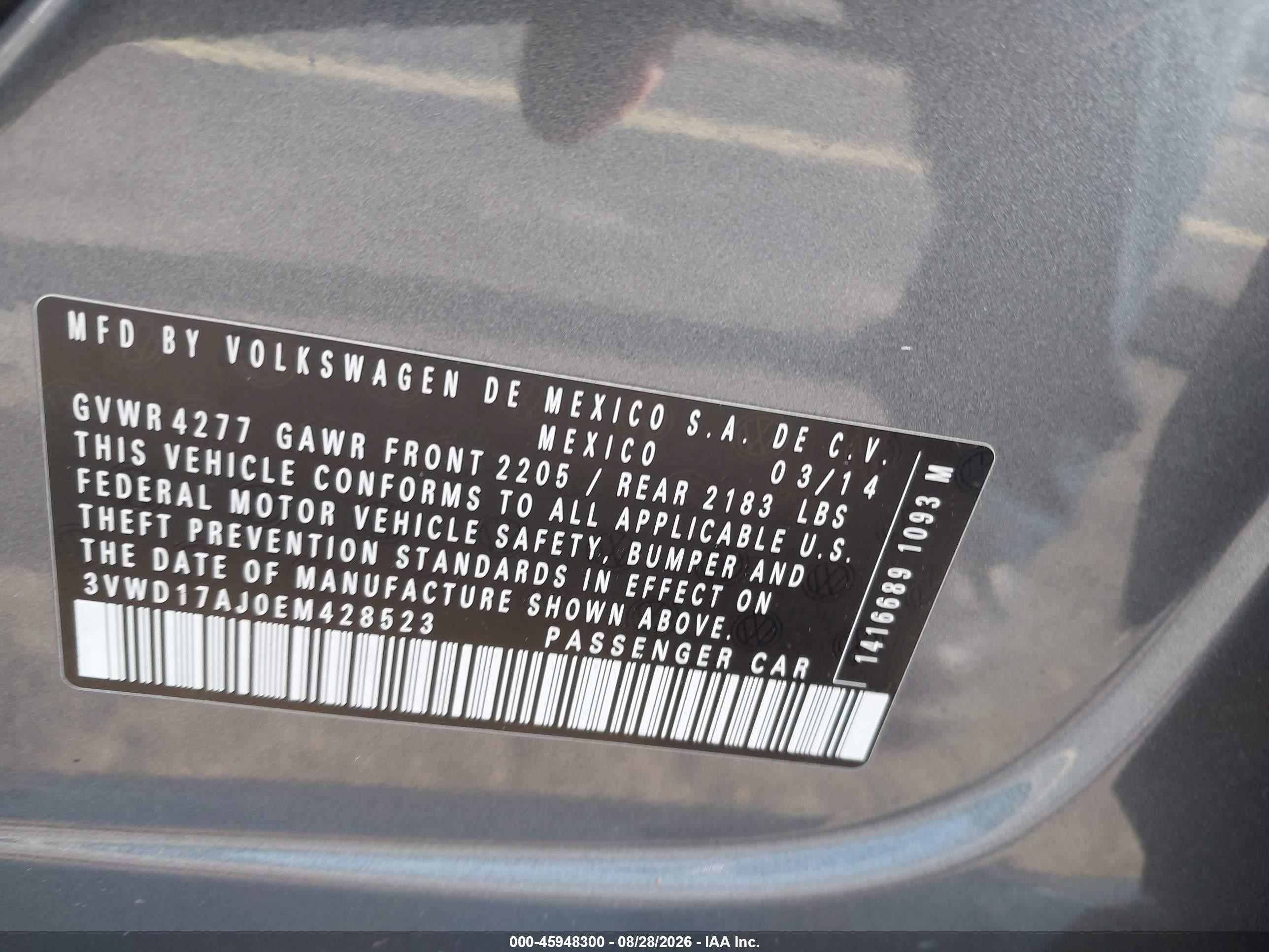 2014 Volkswagen Jetta 1.8t Se Gray vin: 3VWD17AJ0EM428523