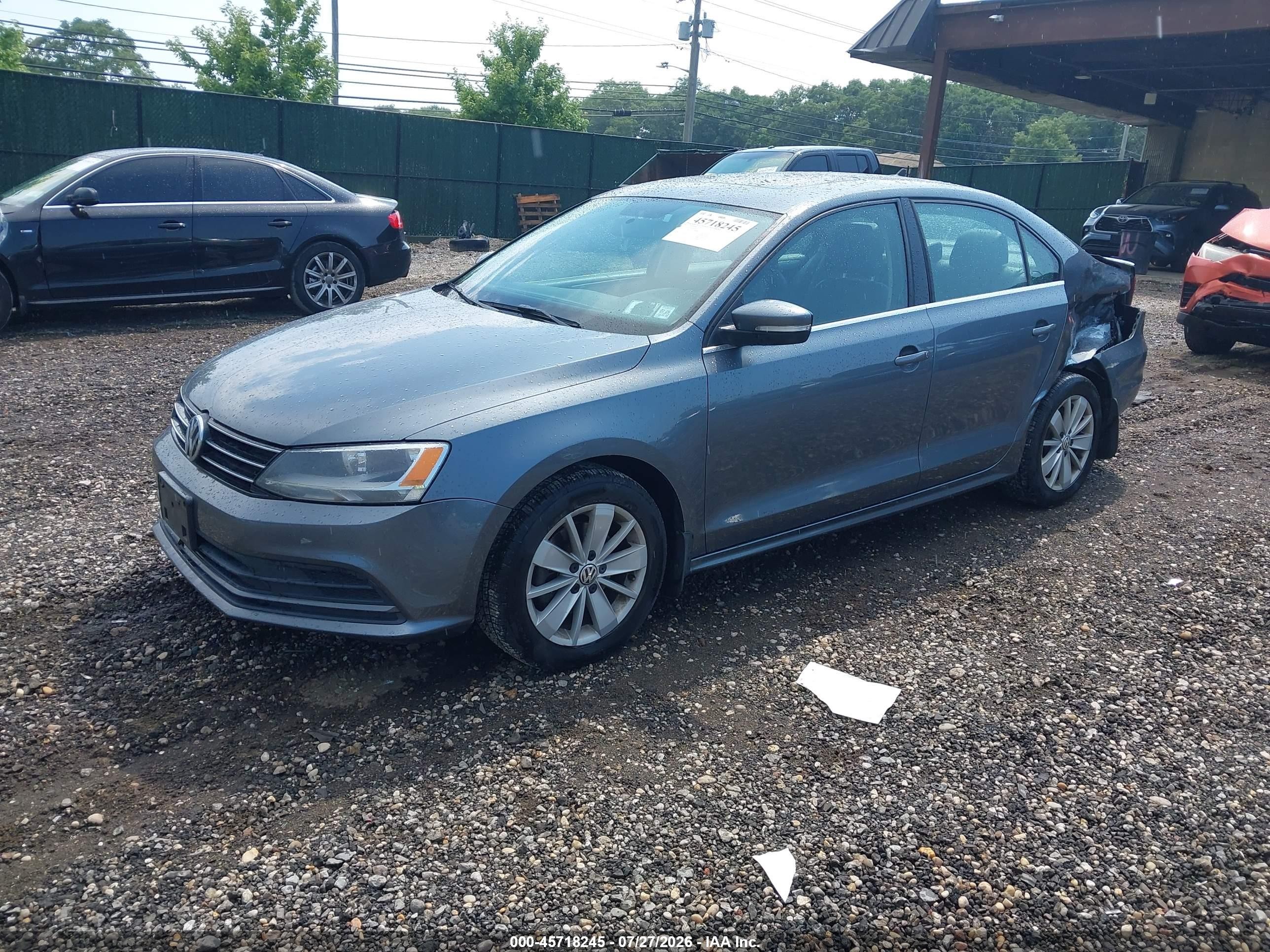 2015 Volkswagen Jetta 1.8t Se Gray vin: 3VWD17AJ0FM310294