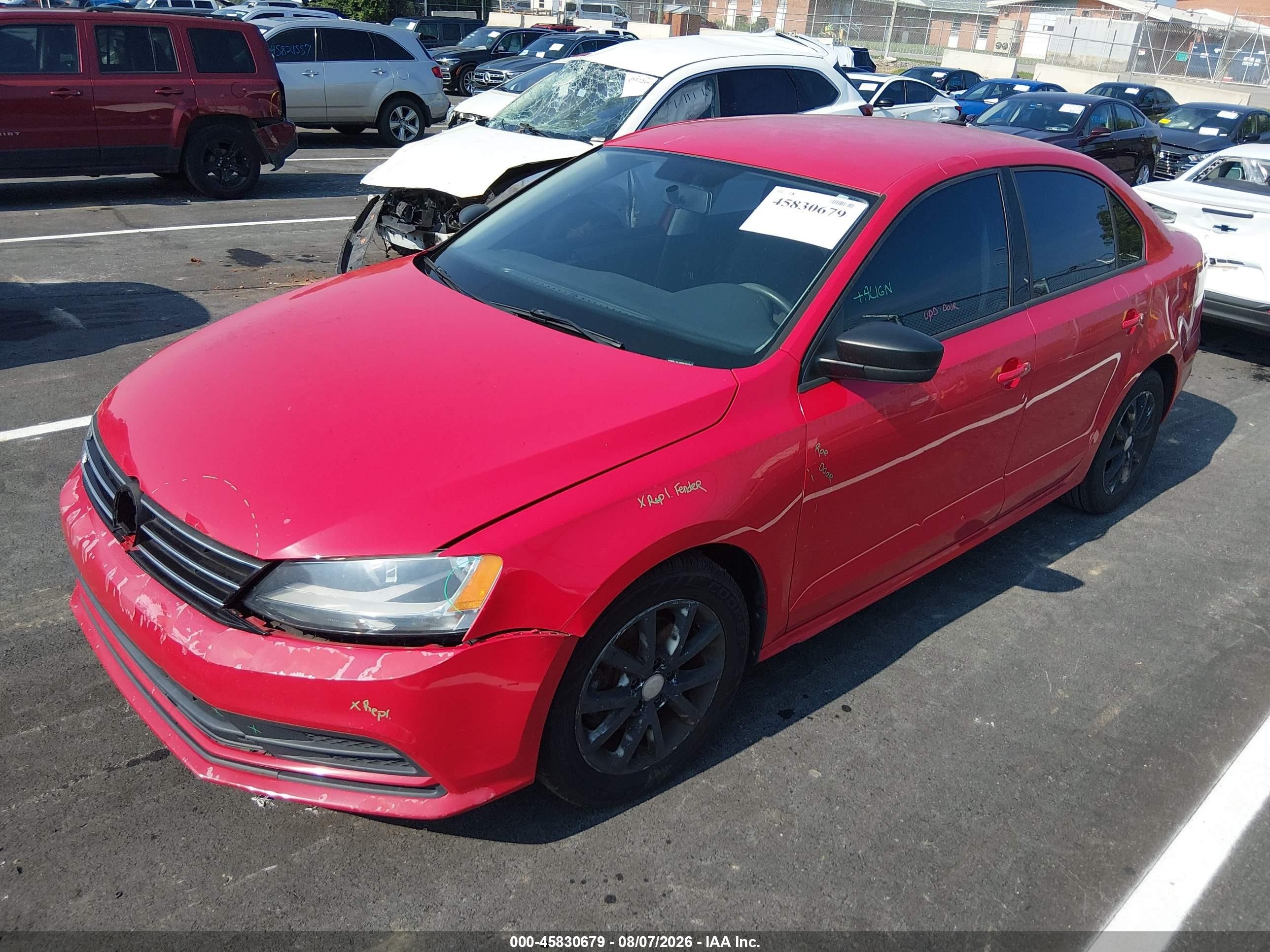 2015 Volkswagen Jetta 1.8t Se Красный vin: 3VWD17AJ0FM355543