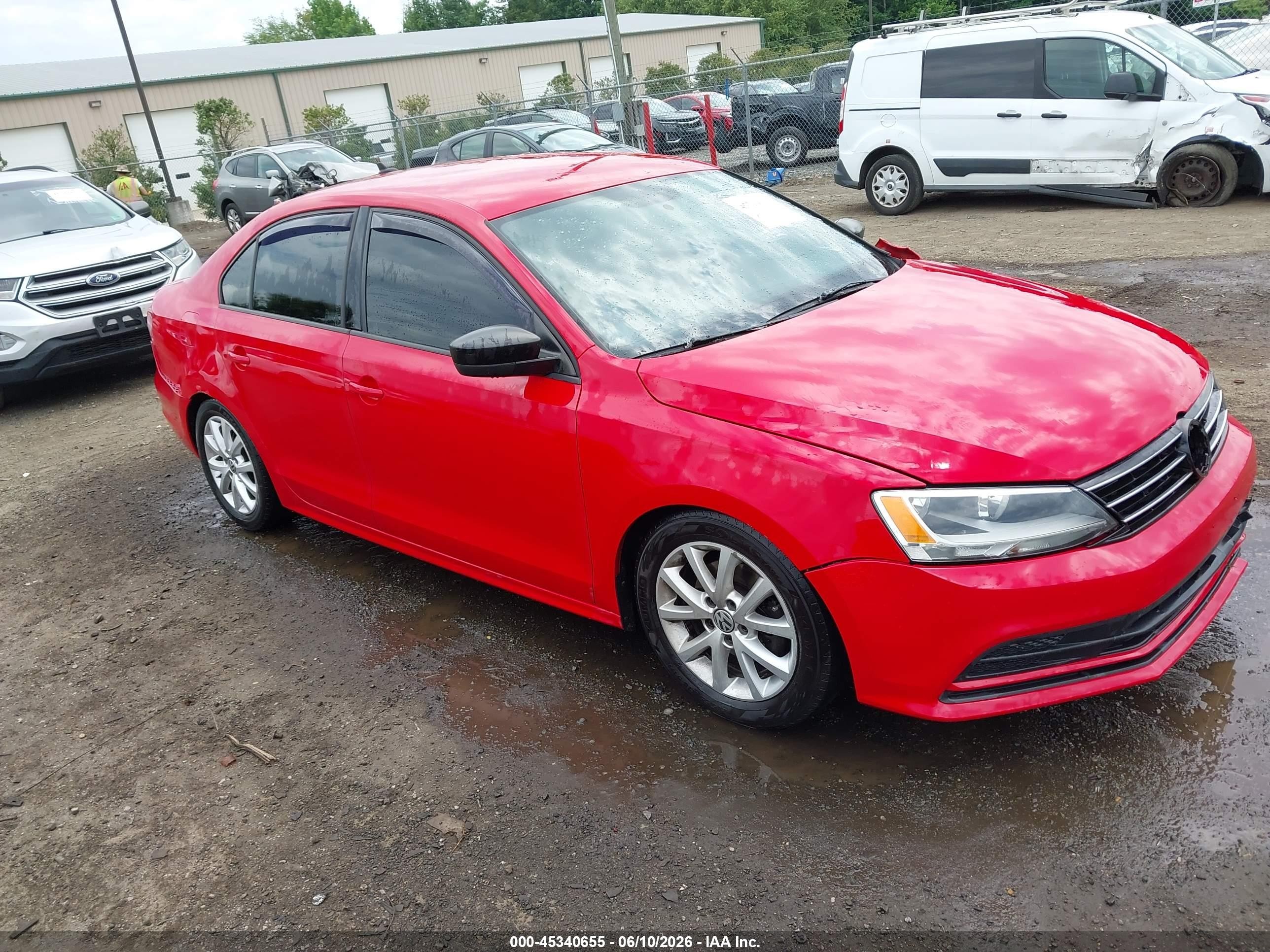 2015 Volkswagen Jetta 1.8t Se Red vin: 3VWD17AJ0FM355610