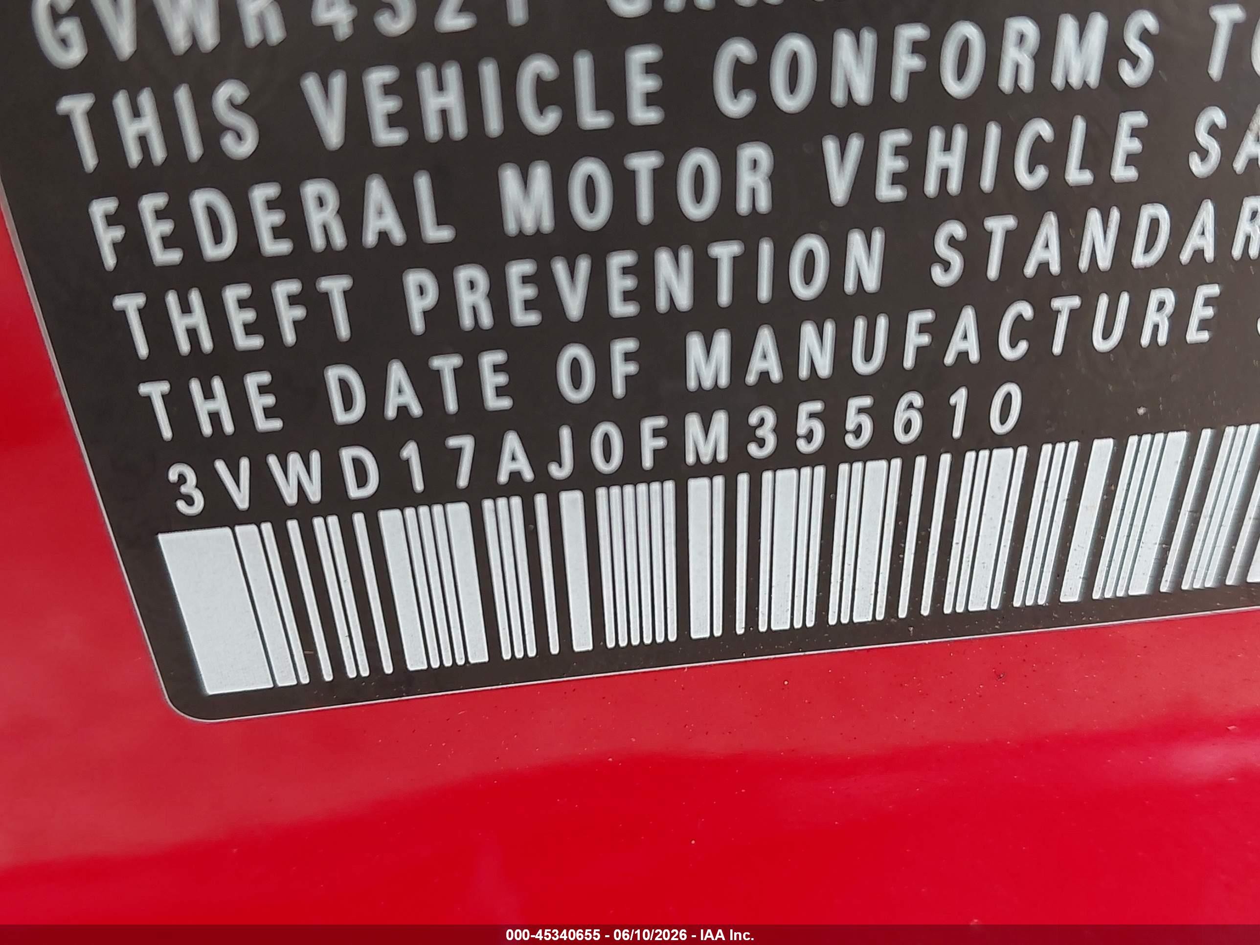 2015 Volkswagen Jetta 1.8t Se Red vin: 3VWD17AJ0FM355610