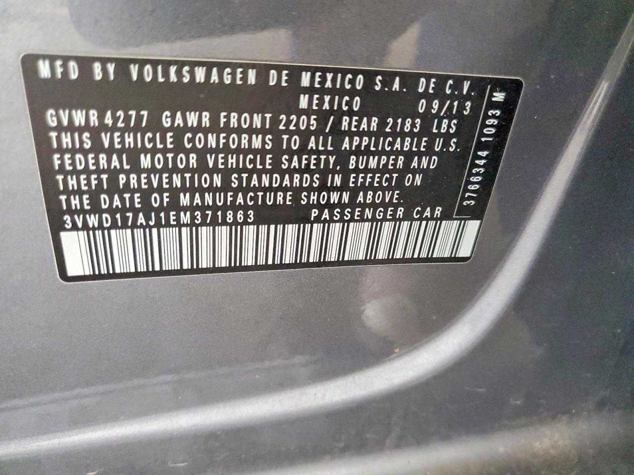 2014 Volkswagen Jetta Se Gray vin: 3VWD17AJ1EM371863