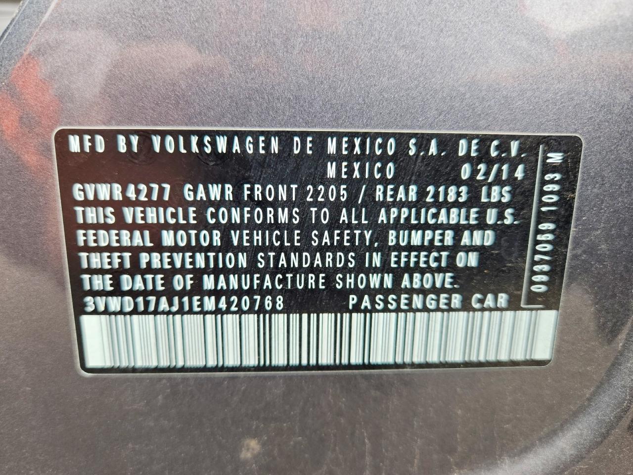 2014 Volkswagen Jetta Se Gray vin: 3VWD17AJ1EM420768