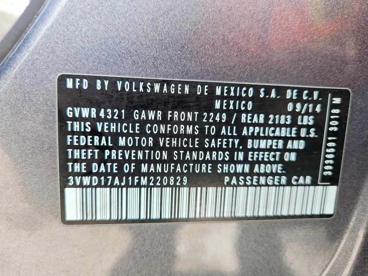 2015 Volkswagen Jetta Se Silver vin: 3VWD17AJ1FM220829