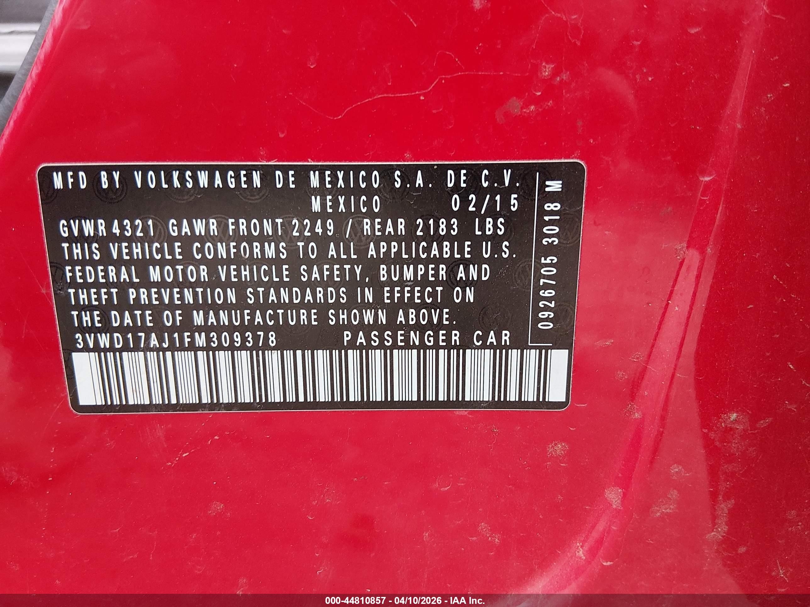 2015 Volkswagen Jetta 1.8t Se Red vin: 3VWD17AJ1FM309378