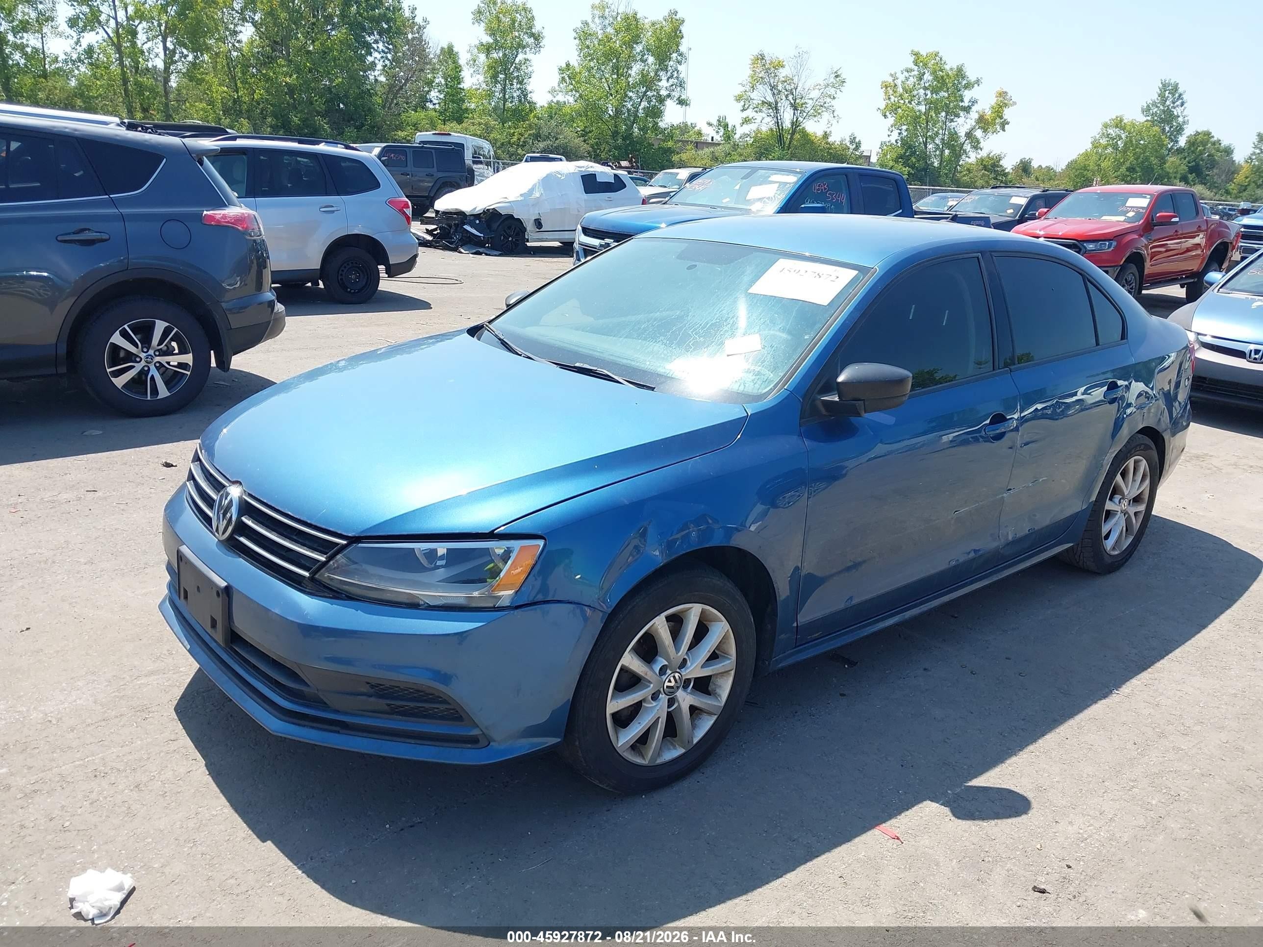 2015 Volkswagen Jetta 1.8t Se Blue vin: 3VWD17AJ1FM332045