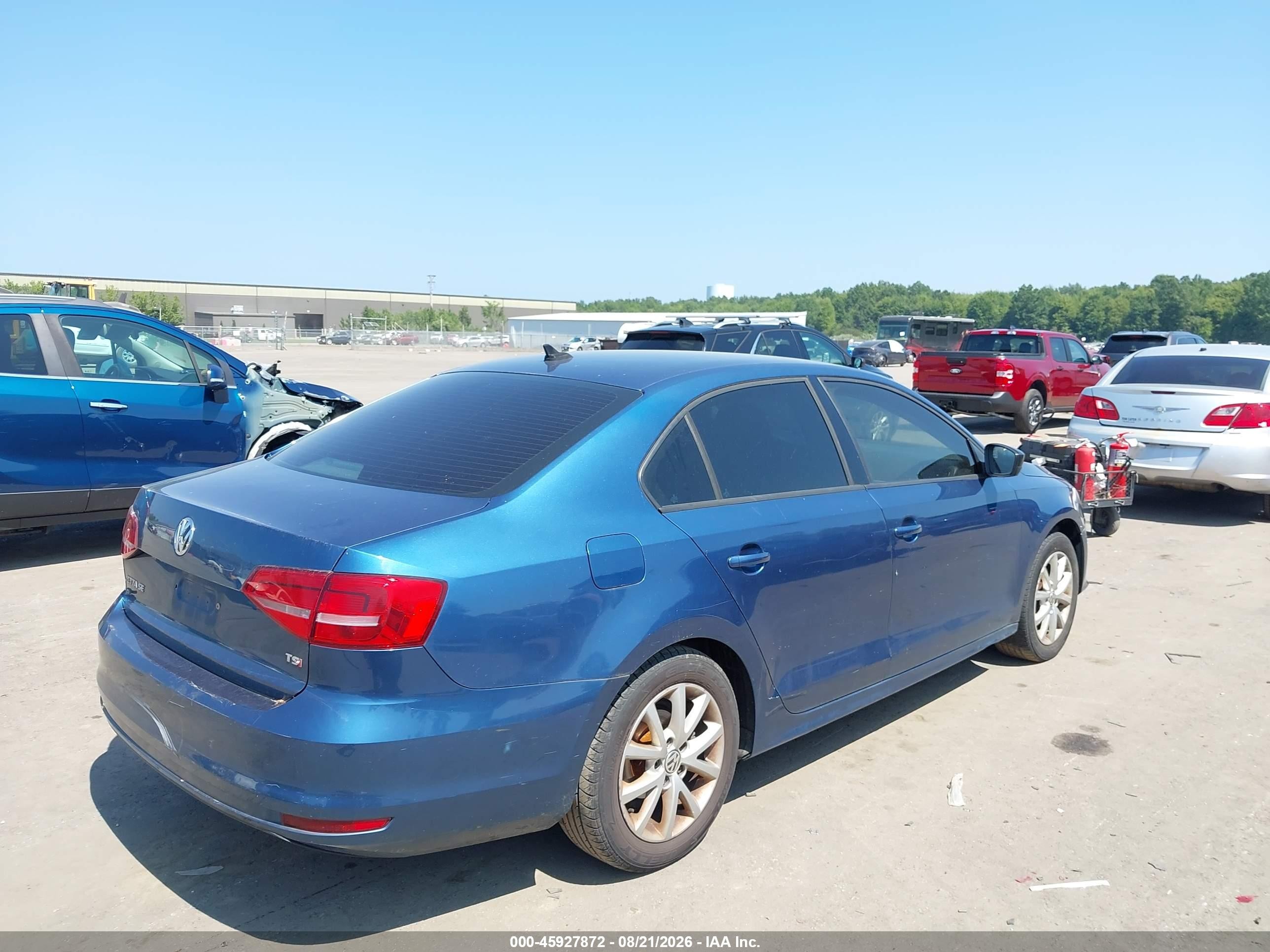 2015 Volkswagen Jetta 1.8t Se Blue vin: 3VWD17AJ1FM332045