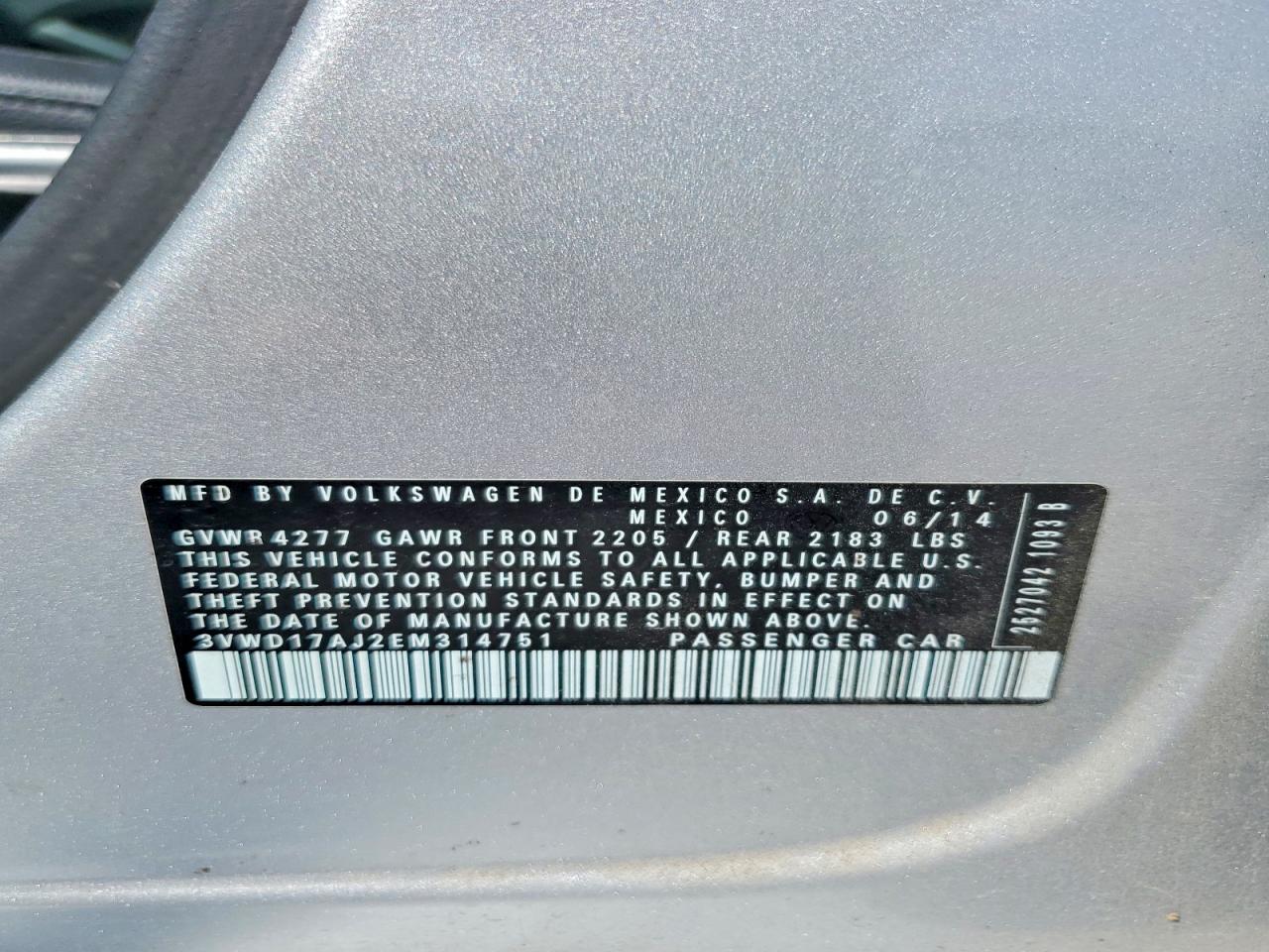 2014 Volkswagen Jetta Se Silver vin: 3VWD17AJ2EM314751