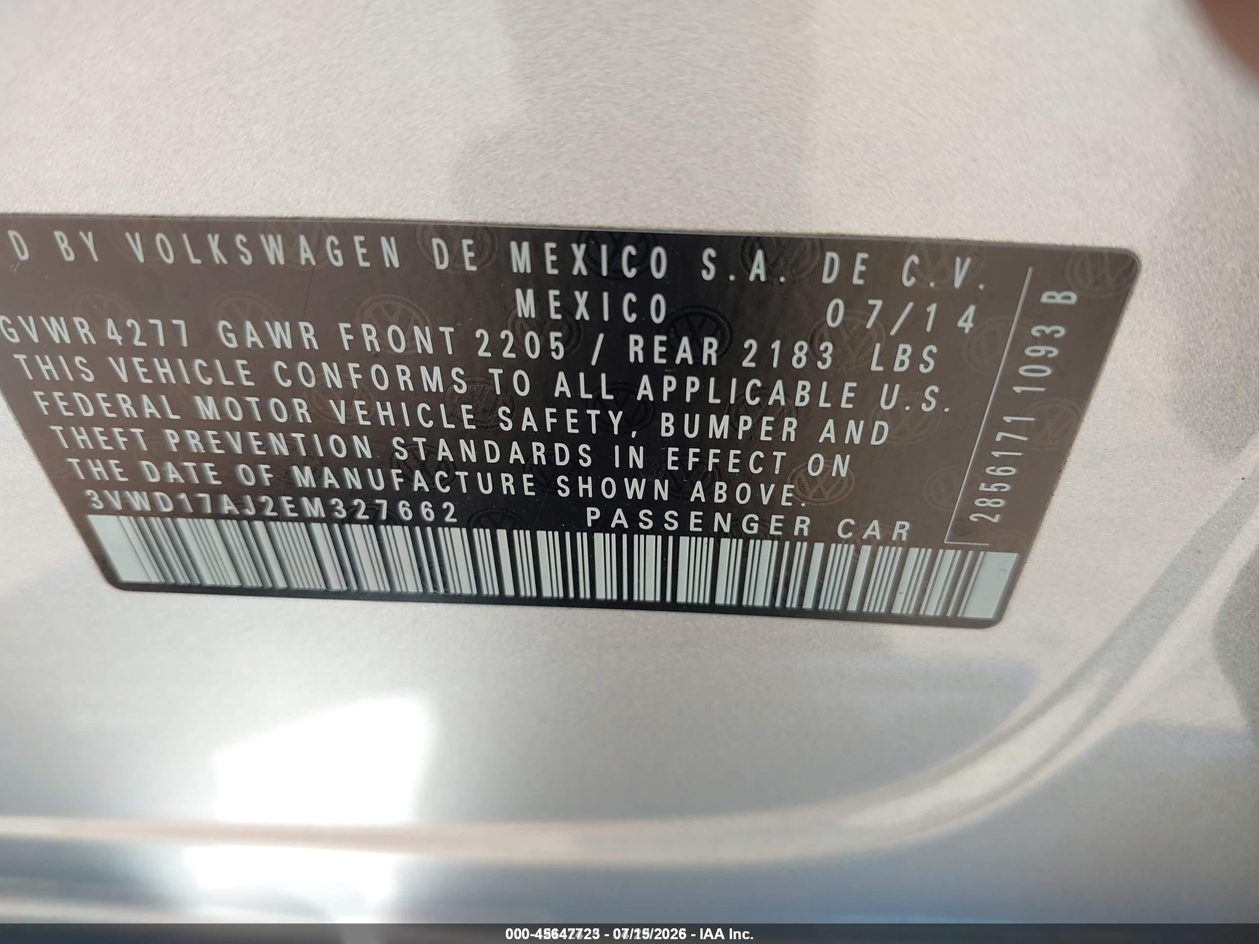 2014 Volkswagen Jetta 1.8t Se Серебряный vin: 3VWD17AJ2EM327662