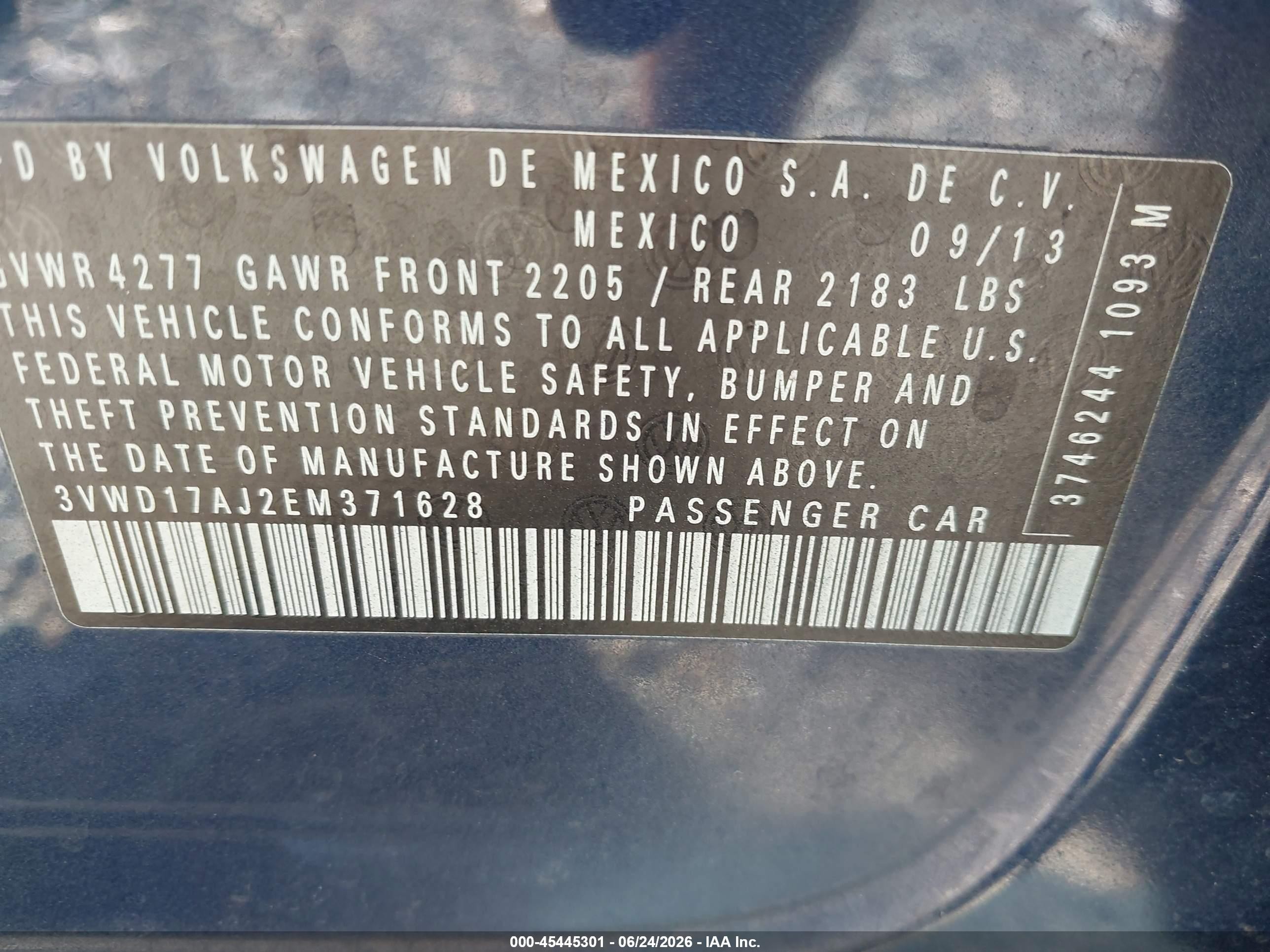 2014 Volkswagen Jetta 1.8t Se Dark Blue vin: 3VWD17AJ2EM371628