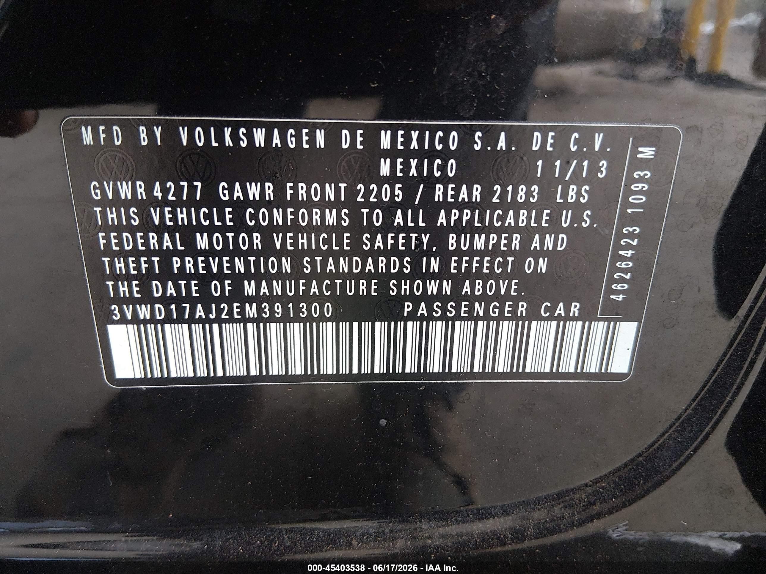 2014 Volkswagen Jetta 1.8t Se Black vin: 3VWD17AJ2EM391300