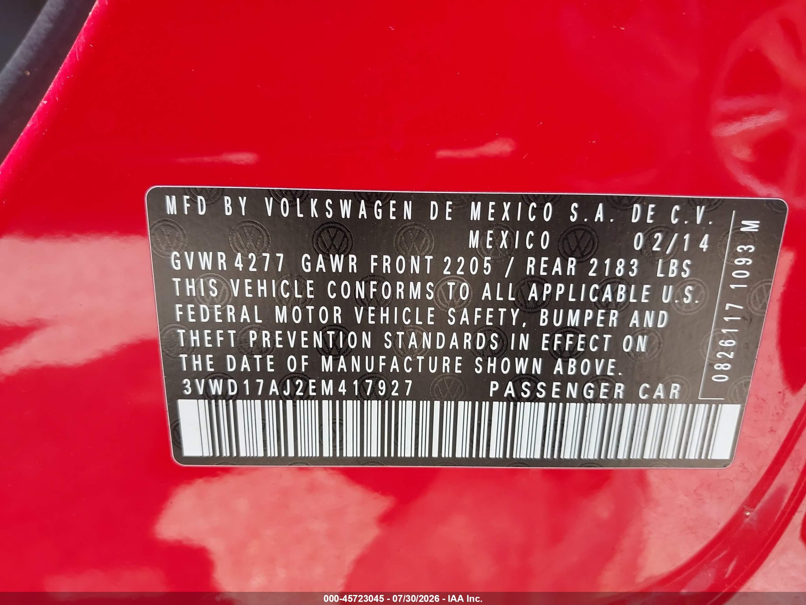 2014 Volkswagen Jetta 1.8t Se Red vin: 3VWD17AJ2EM417927
