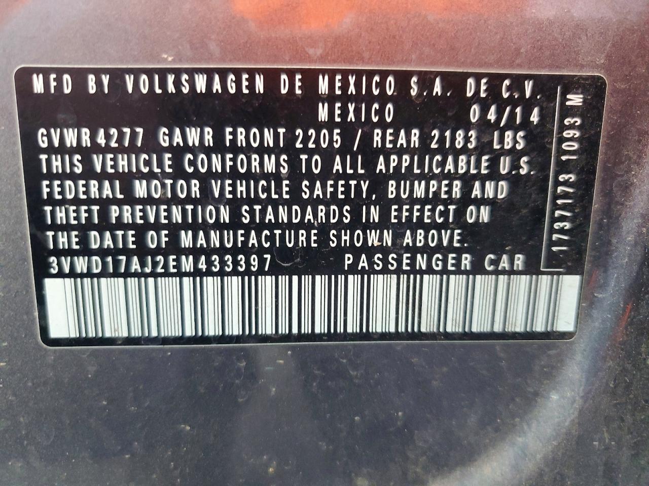 2014 Volkswagen Jetta Se Gray vin: 3VWD17AJ2EM433397
