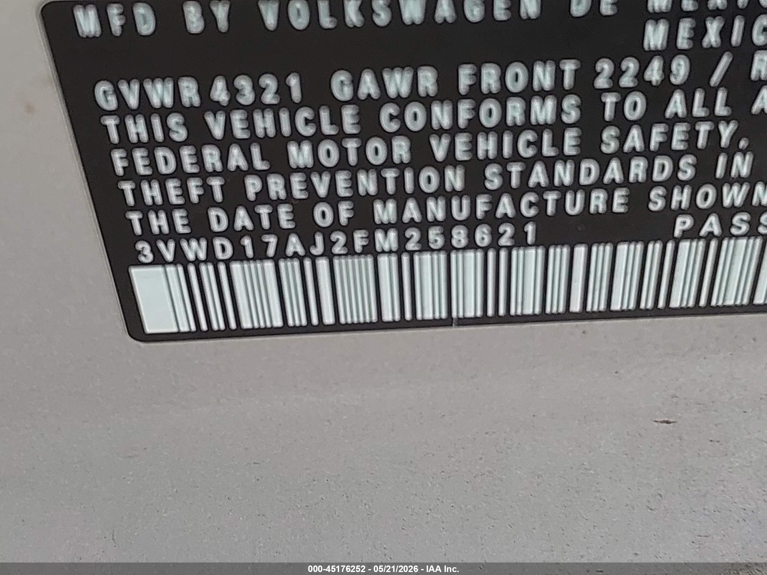 2015 Volkswagen Jetta 1.8t Se Silver vin: 3VWD17AJ2FM258621
