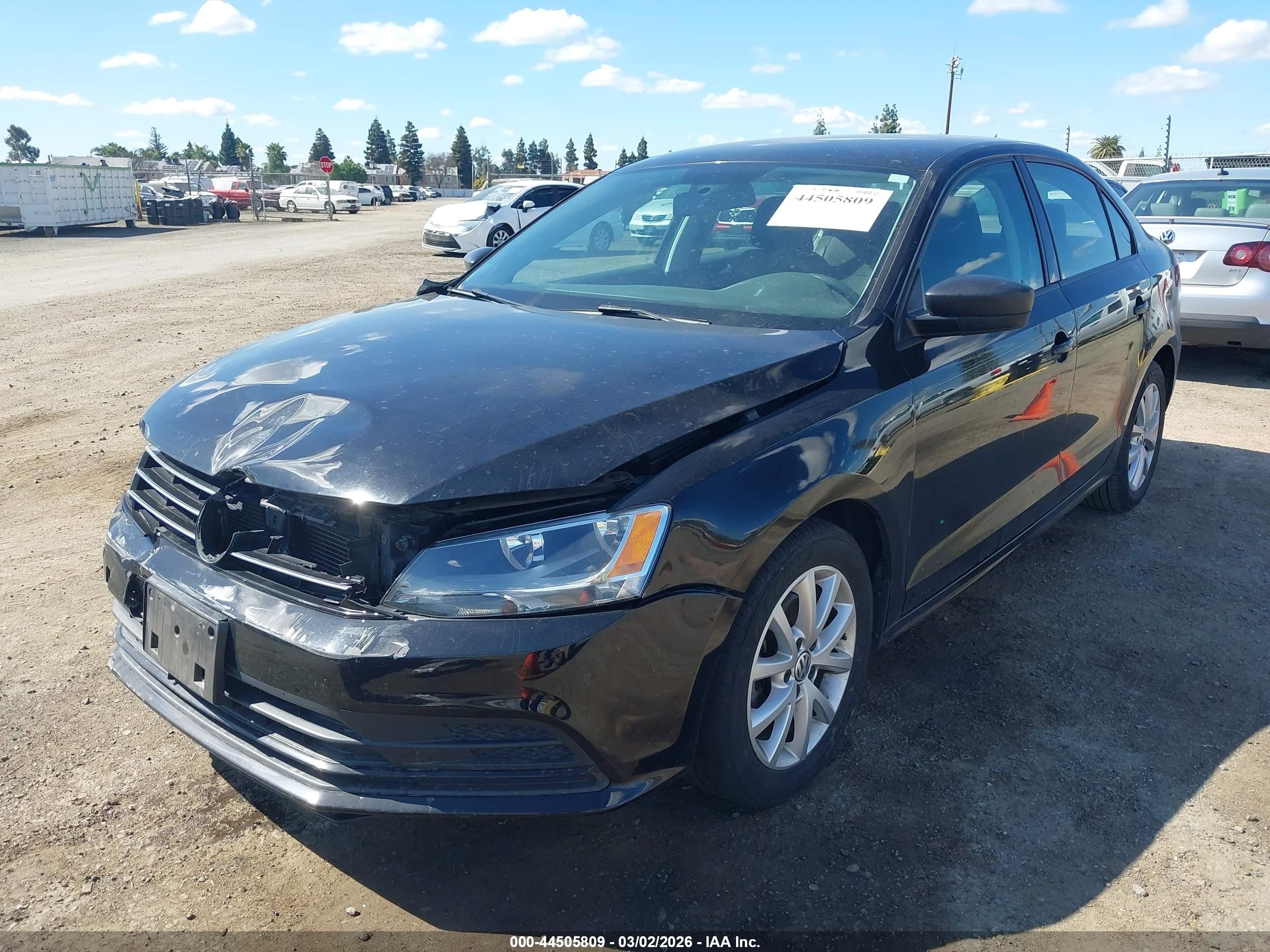 2015 Volkswagen Jetta 1.8t Se Black vin: 3VWD17AJ2FM329400