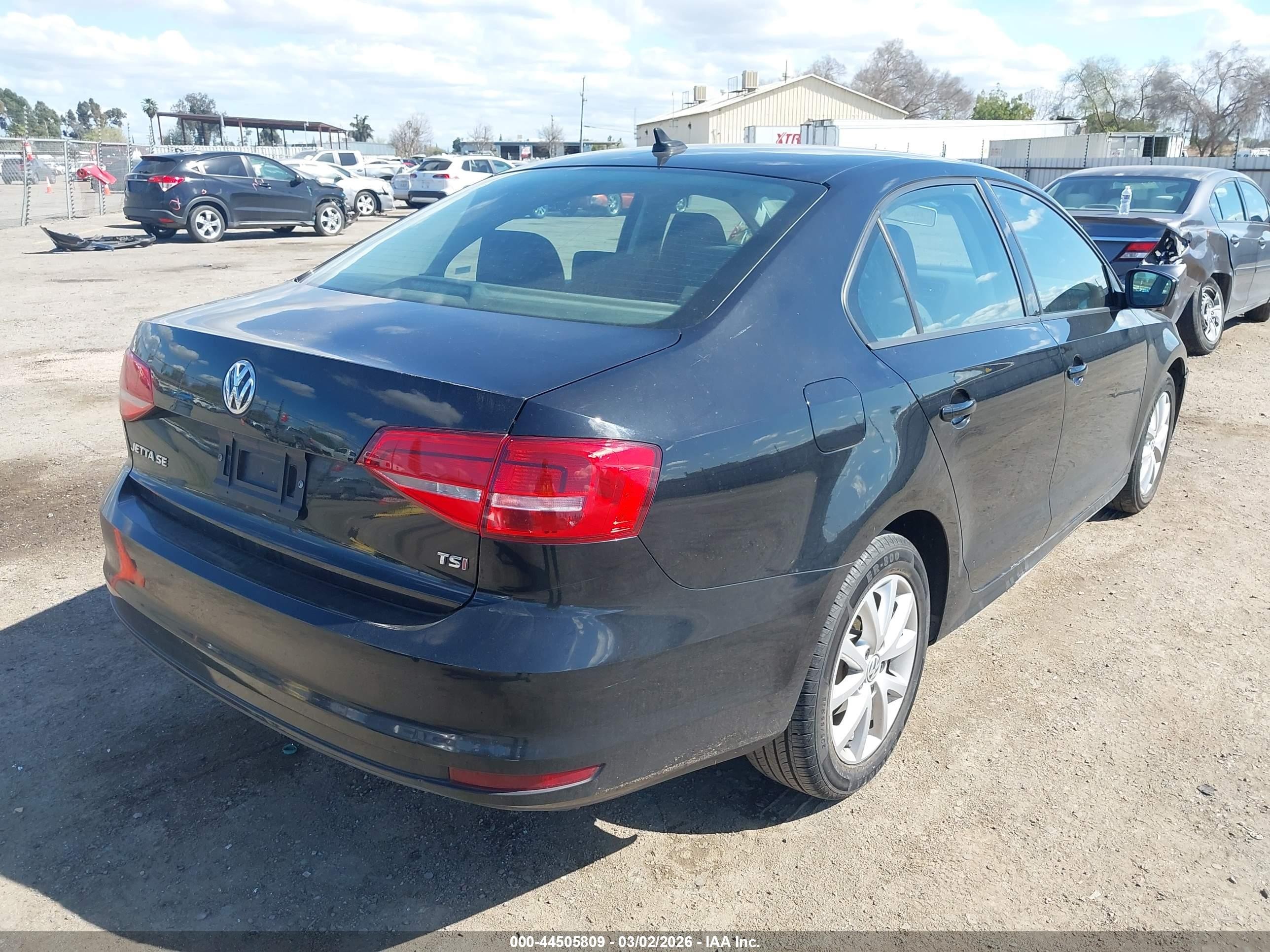 2015 Volkswagen Jetta 1.8t Se Black vin: 3VWD17AJ2FM329400