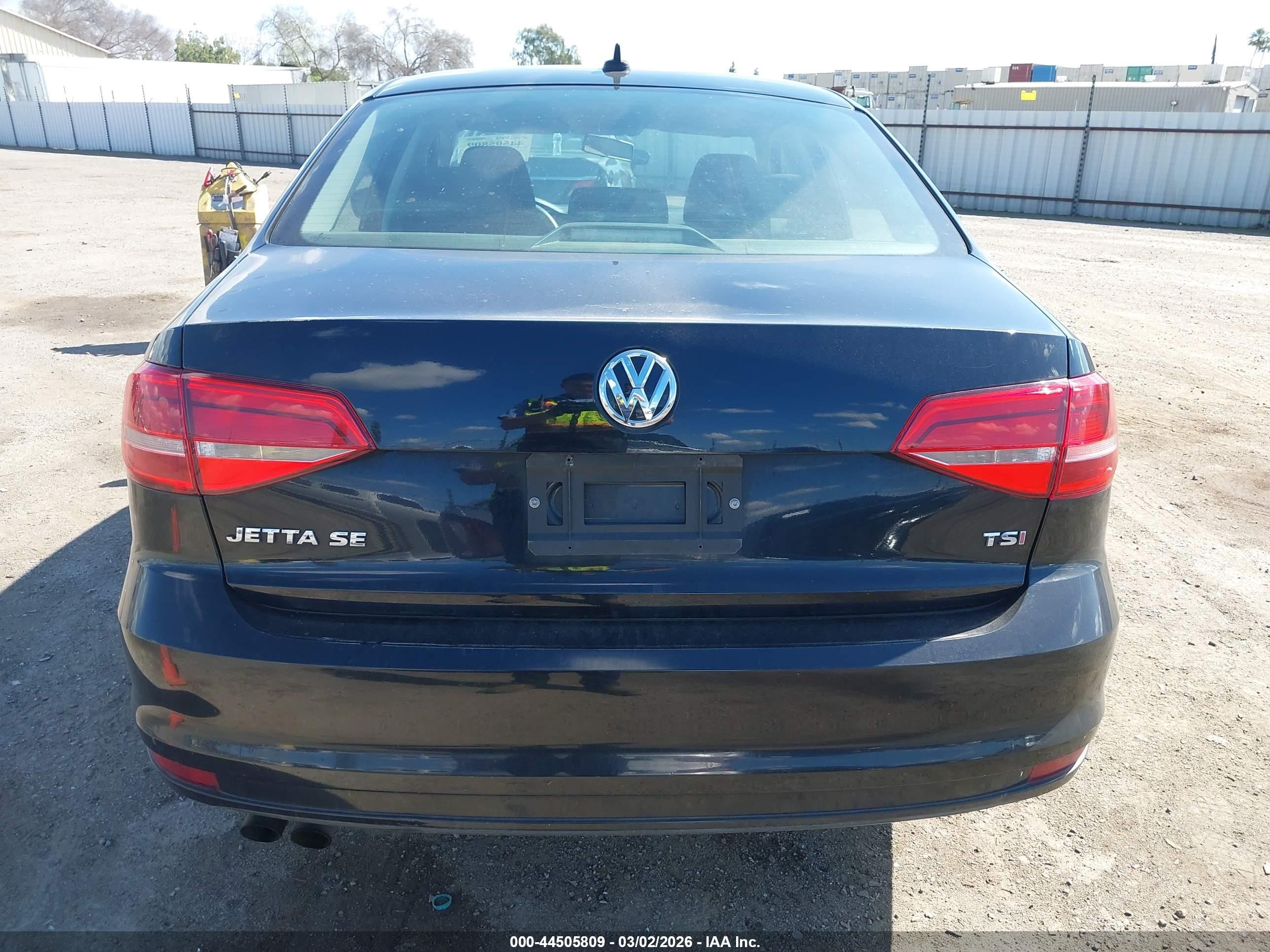 2015 Volkswagen Jetta 1.8t Se Black vin: 3VWD17AJ2FM329400