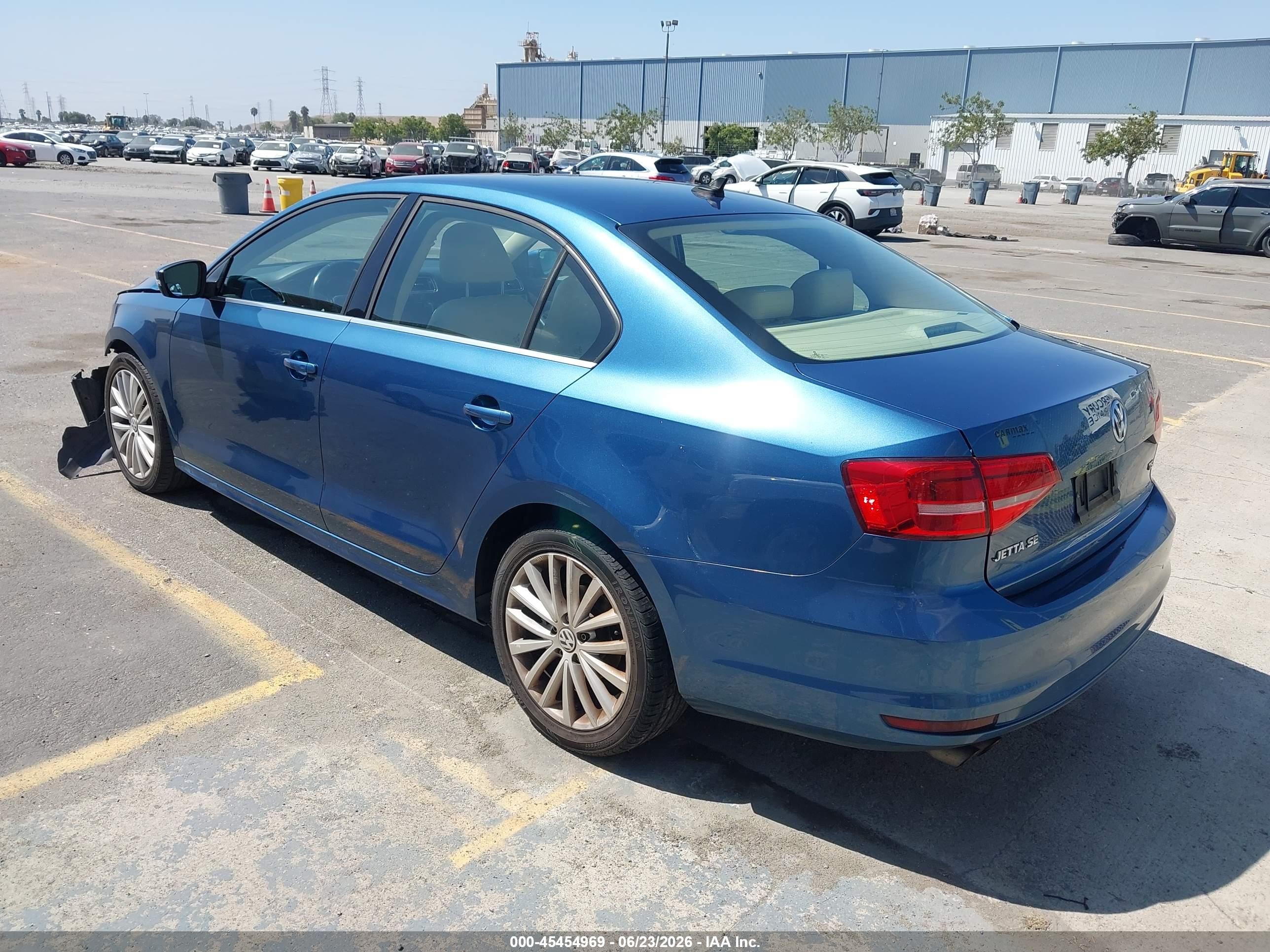 2015 Volkswagen Jetta 1.8t Se Blue vin: 3VWD17AJ2FM404015