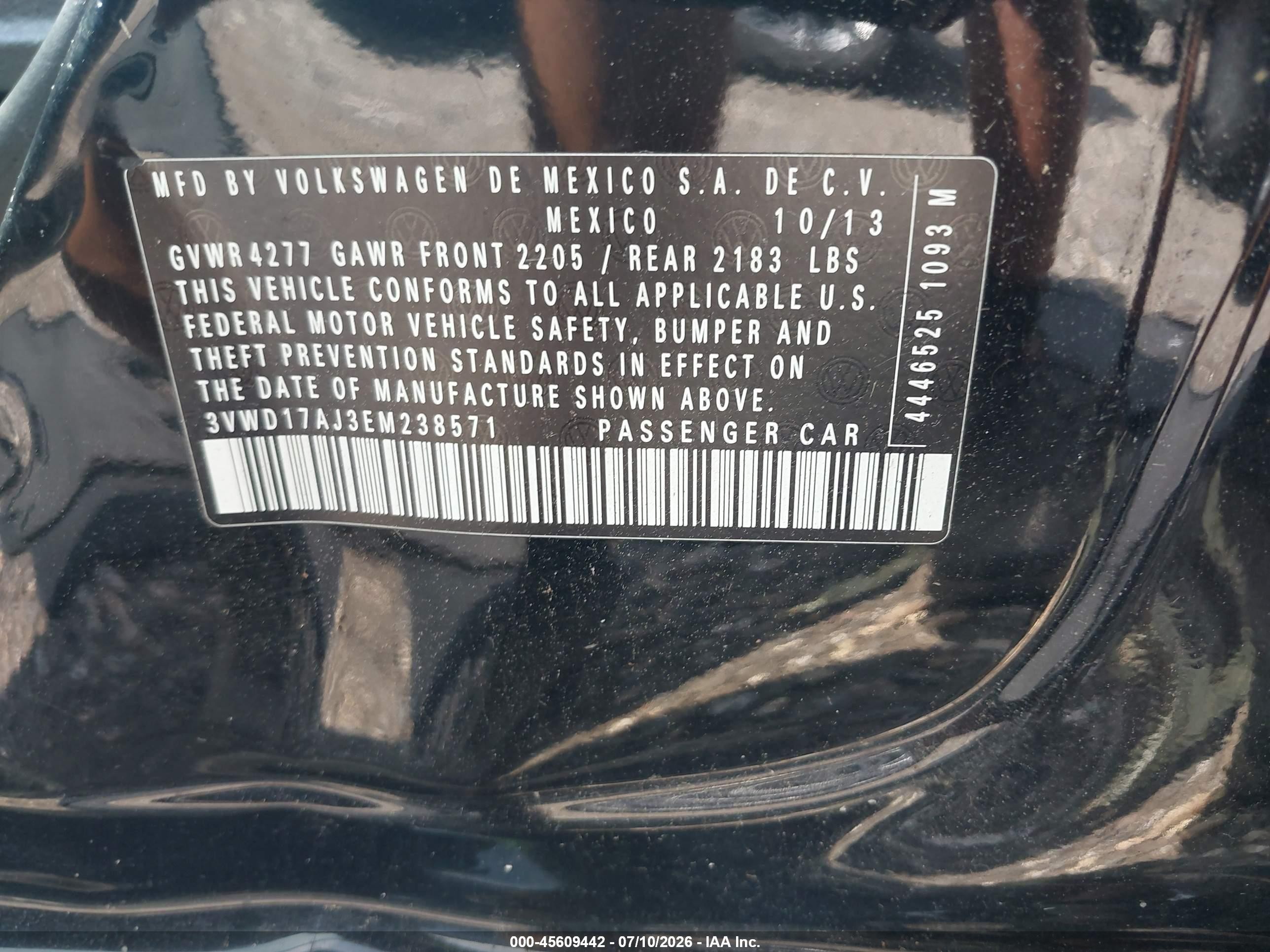 2014 Volkswagen Jetta 1.8t Se Black vin: 3VWD17AJ3EM238571