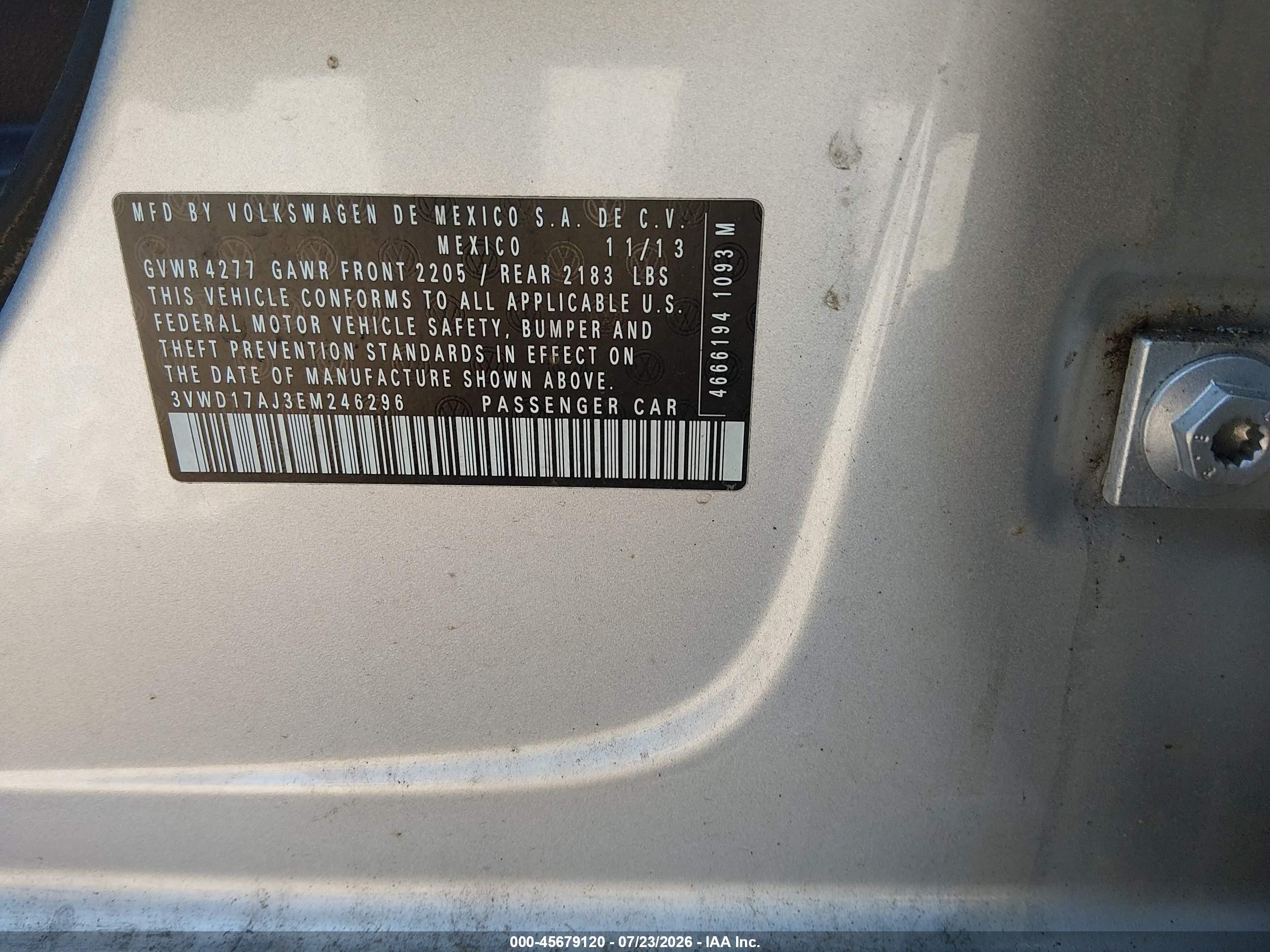 2014 Volkswagen Jetta 1.8t Se Серебряный vin: 3VWD17AJ3EM246296