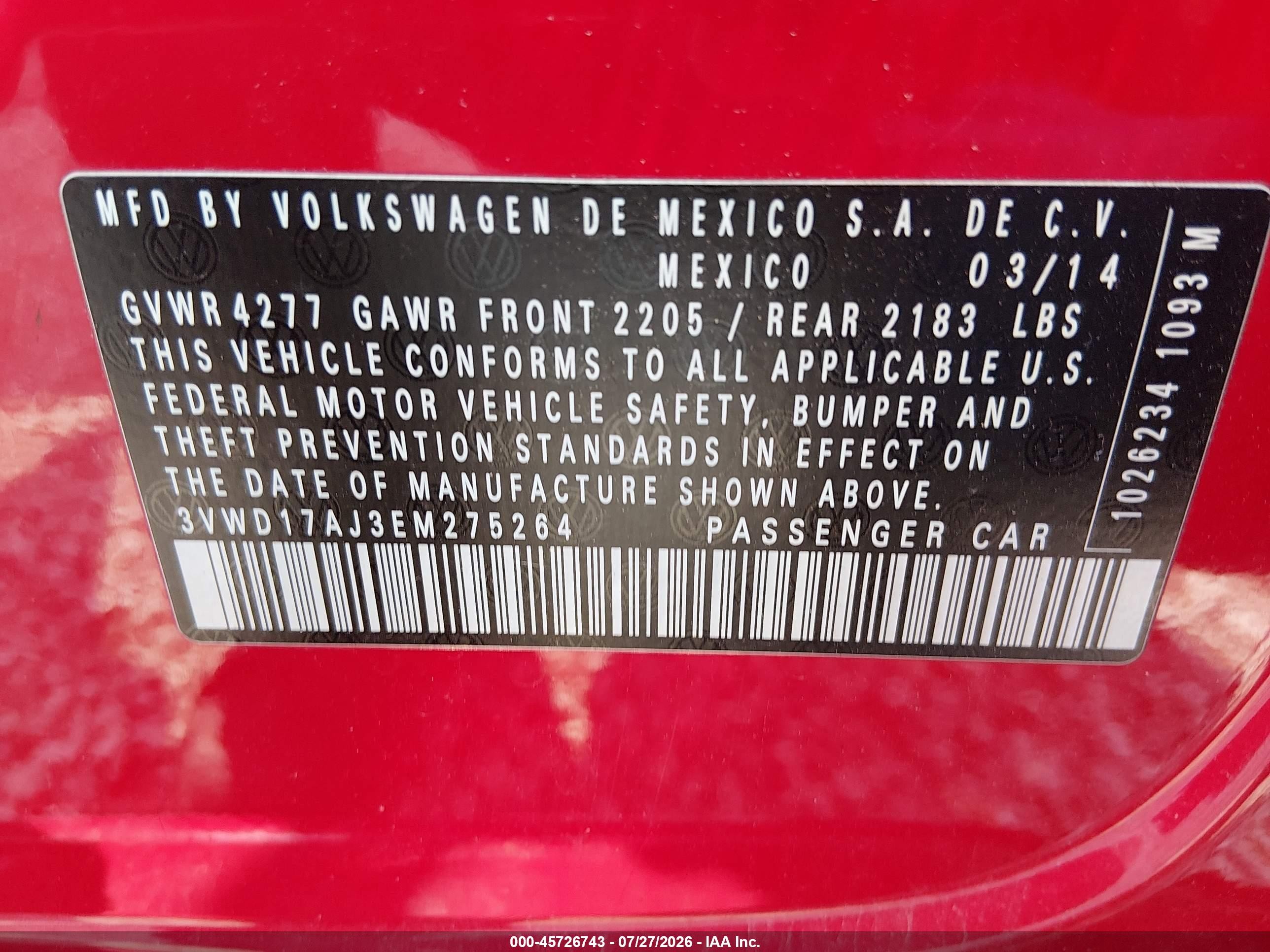 2014 Volkswagen Jetta 1.8t Se Red vin: 3VWD17AJ3EM275264
