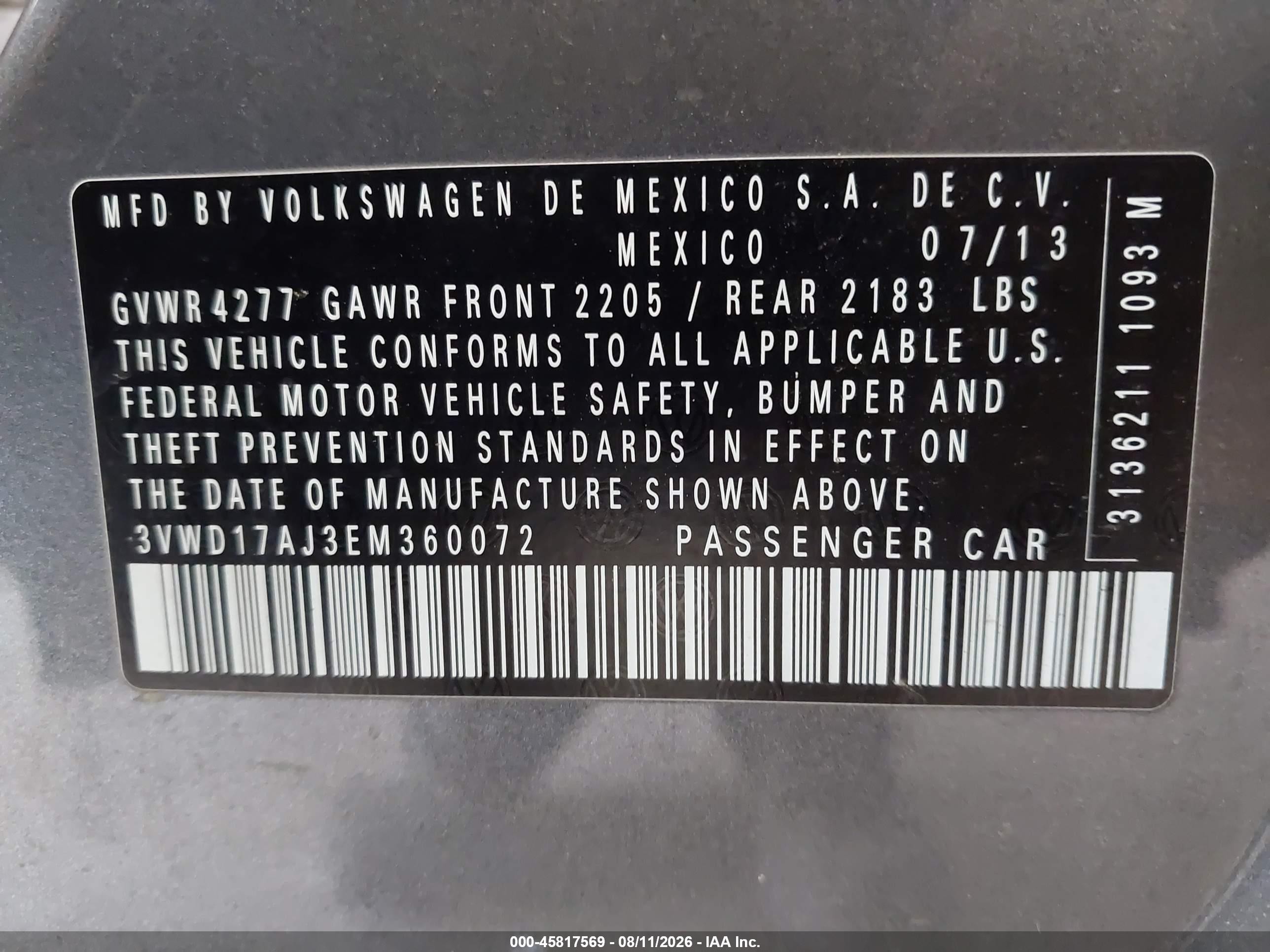 2014 Volkswagen Jetta 1.8t Se Gray vin: 3VWD17AJ3EM360072