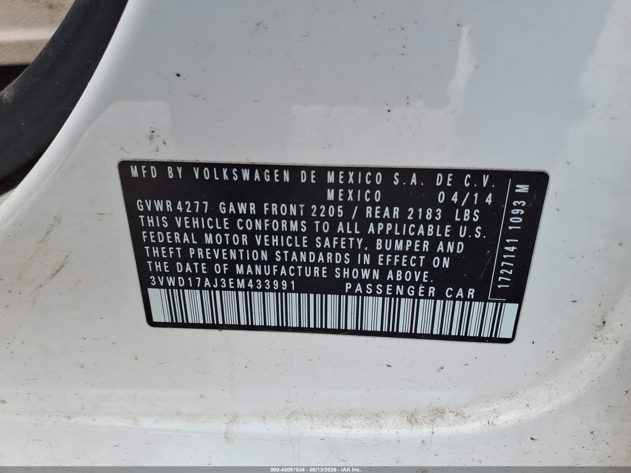 2014 Volkswagen Jetta 1.8t Se White vin: 3VWD17AJ3EM433991