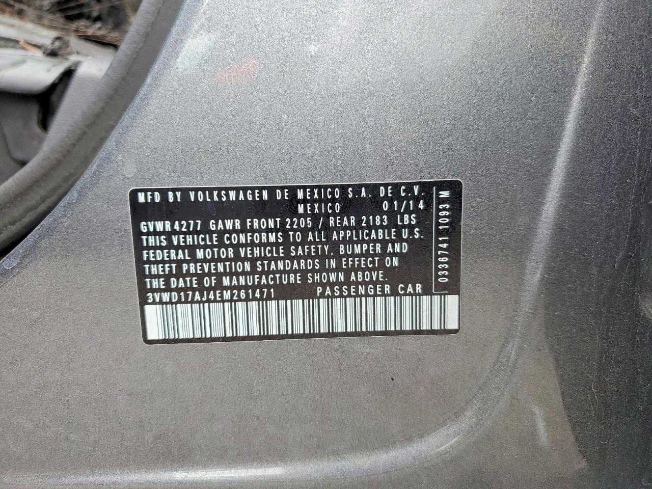 2014 Volkswagen Jetta Se Gray vin: 3VWD17AJ4EM261471