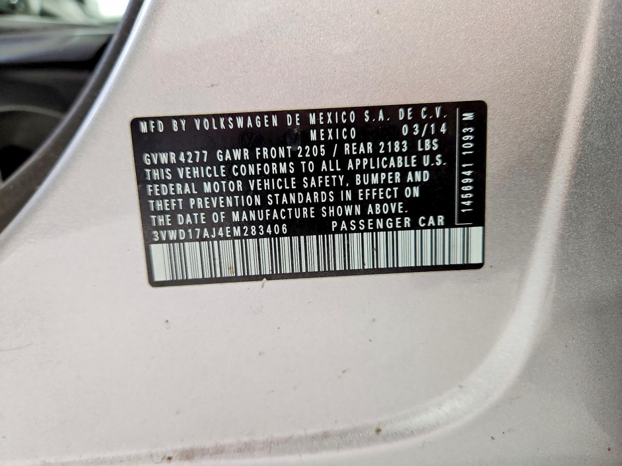 2014 Volkswagen Jetta Se Silver vin: 3VWD17AJ4EM283406