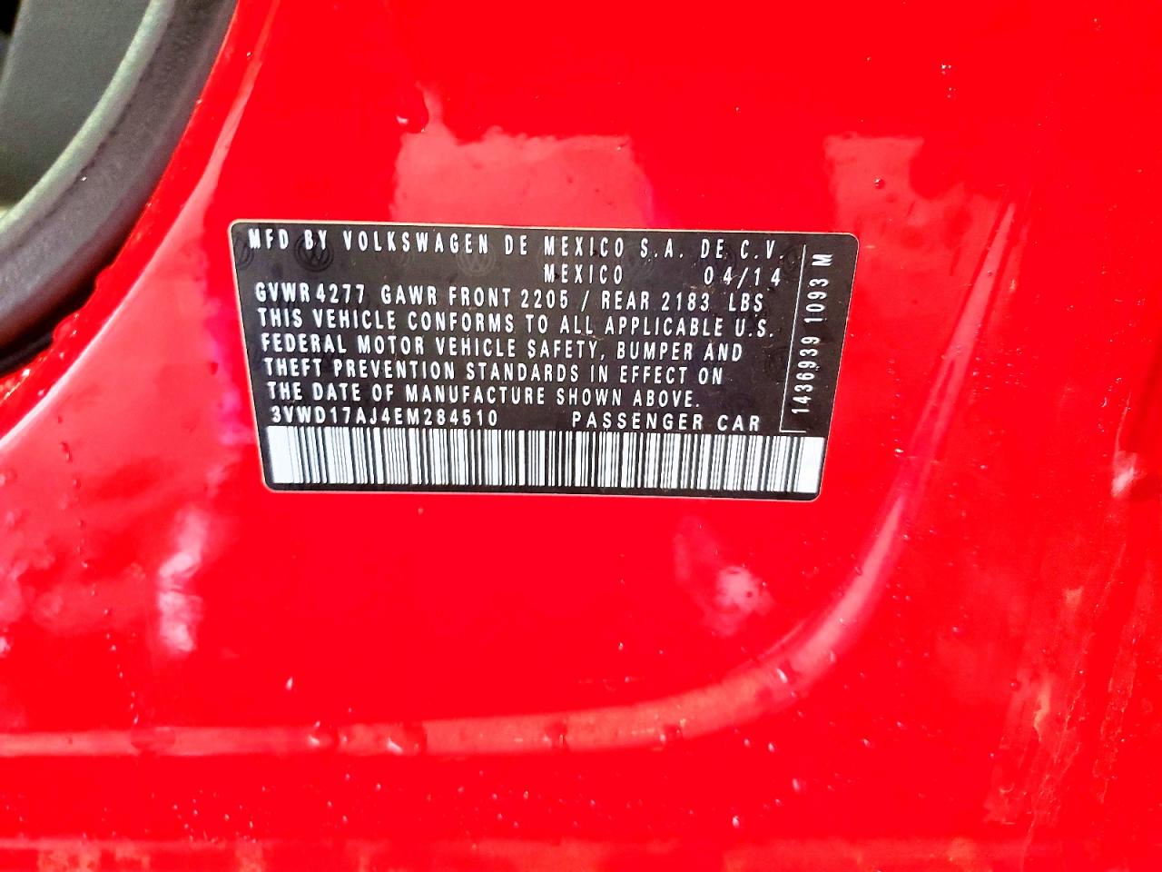 2014 Volkswagen Jetta Se Red vin: 3VWD17AJ4EM284510