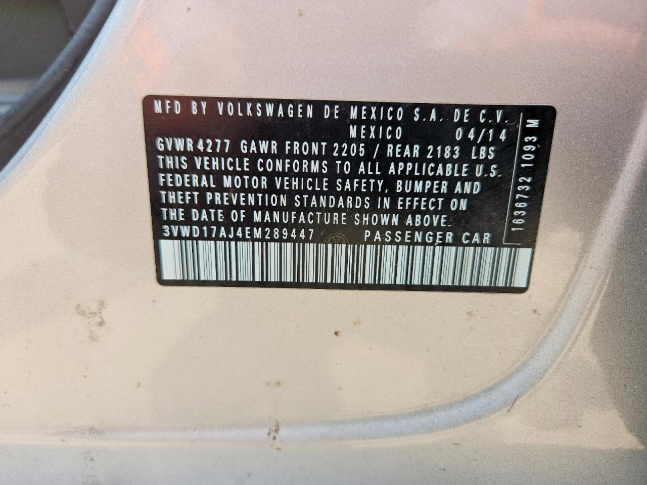 2014 Volkswagen Jetta Se Silver vin: 3VWD17AJ4EM289447