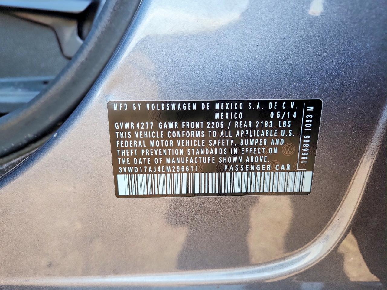 2014 Volkswagen Jetta Se Серый vin: 3VWD17AJ4EM296611