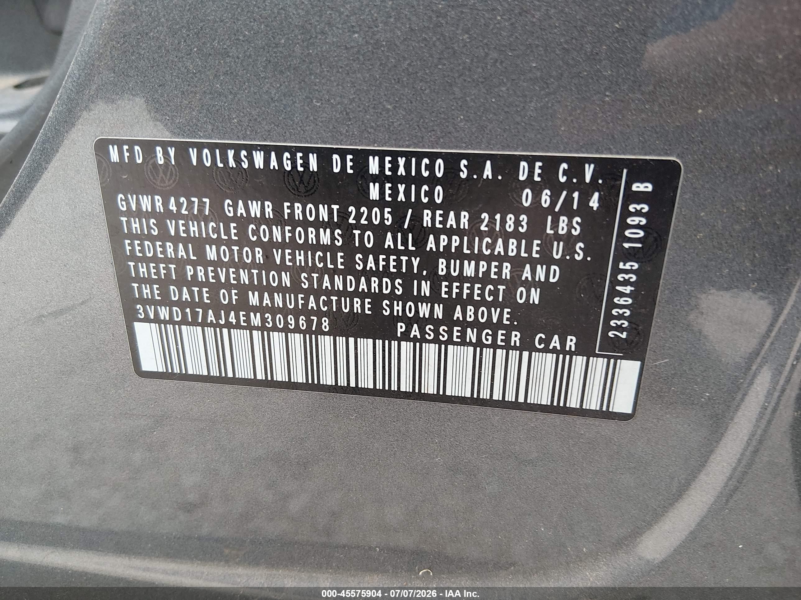 2014 Volkswagen Jetta 1.8t Se Gray vin: 3VWD17AJ4EM309678