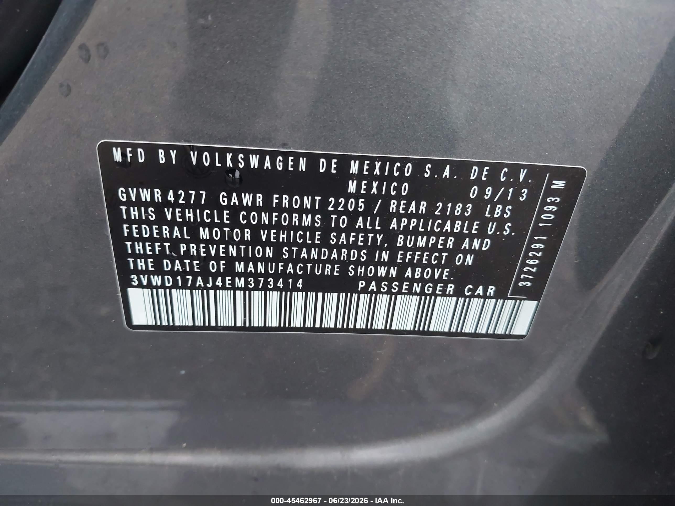 2014 Volkswagen Jetta 1.8t Se Gray vin: 3VWD17AJ4EM373414