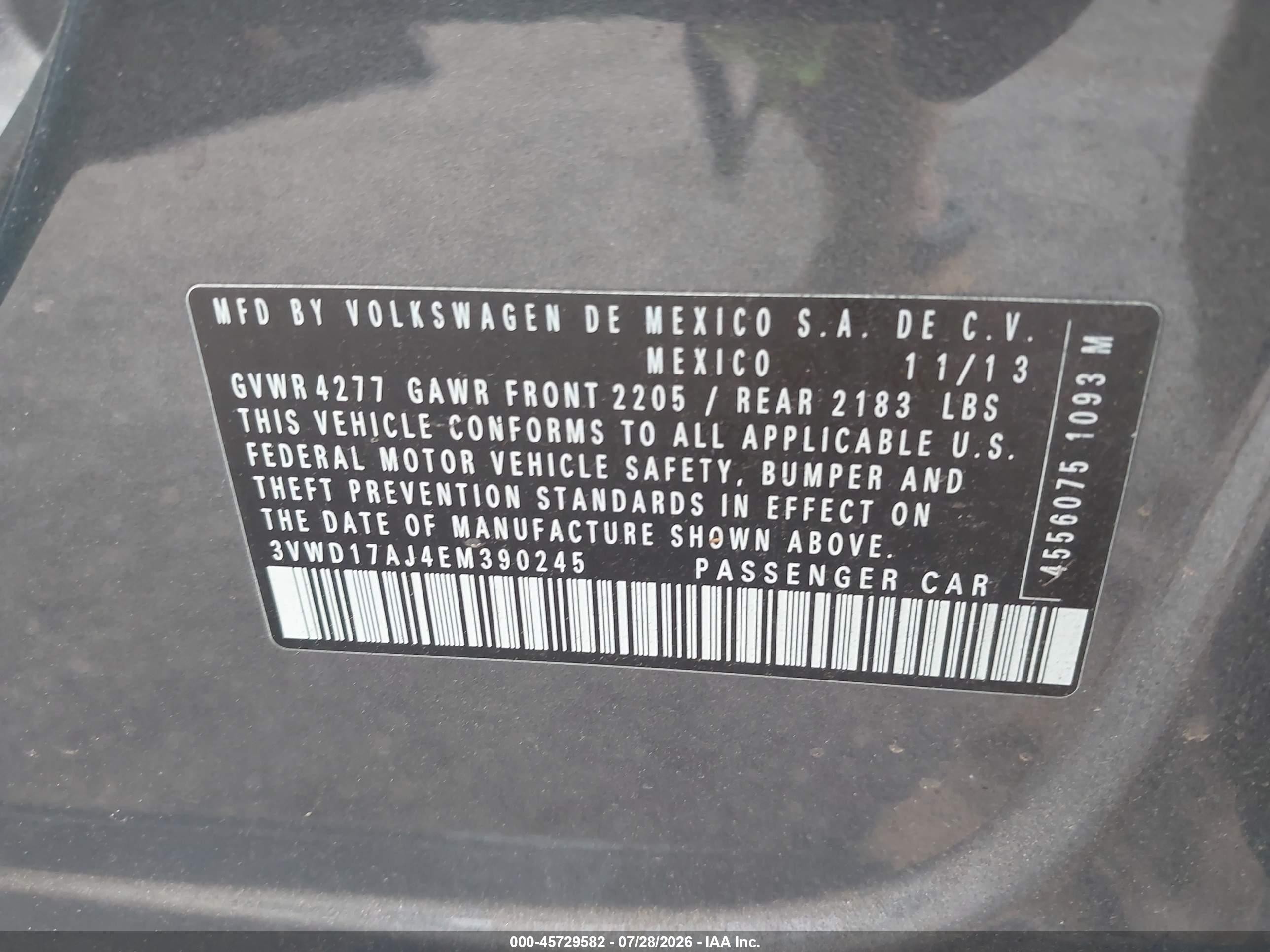 2014 Volkswagen Jetta 1.8t Se Gray vin: 3VWD17AJ4EM390245