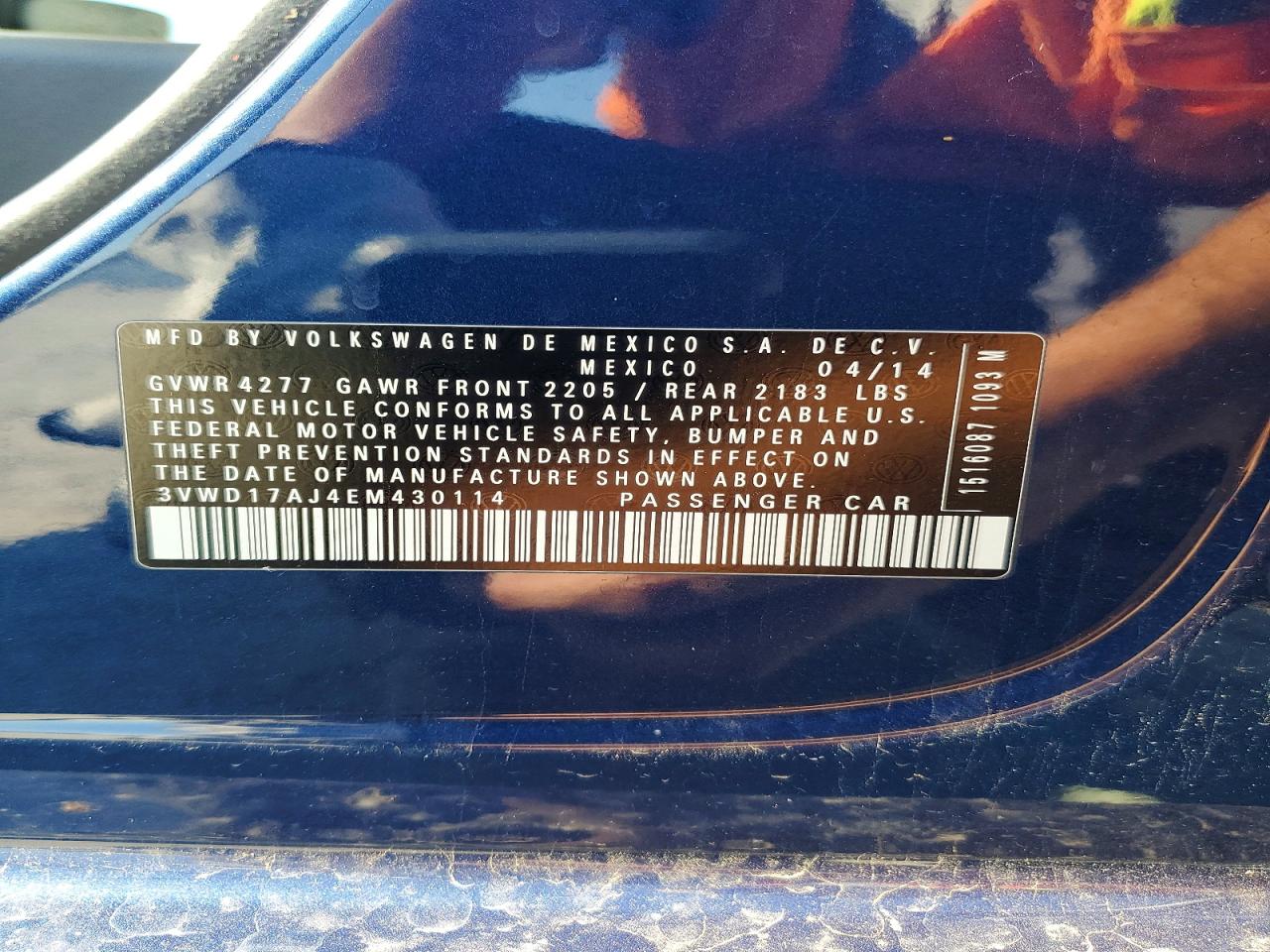 2014 Volkswagen Jetta Se Blue vin: 3VWD17AJ4EM430114