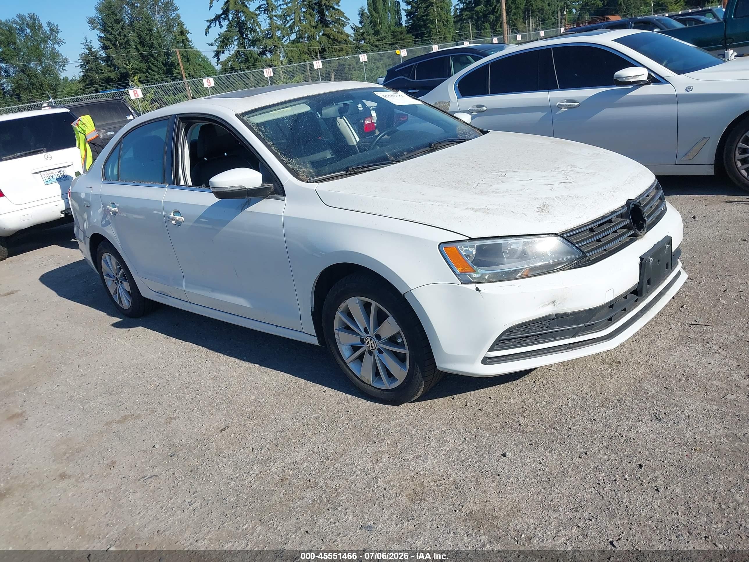 2015 Volkswagen Jetta 1.8t Se White vin: 3VWD17AJ4FM286047
