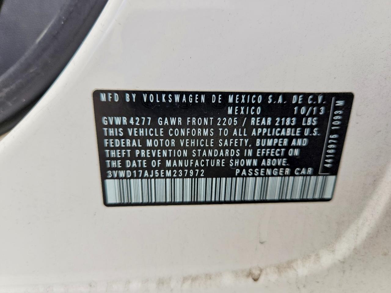 2014 Volkswagen Jetta Se White vin: 3VWD17AJ5EM237972