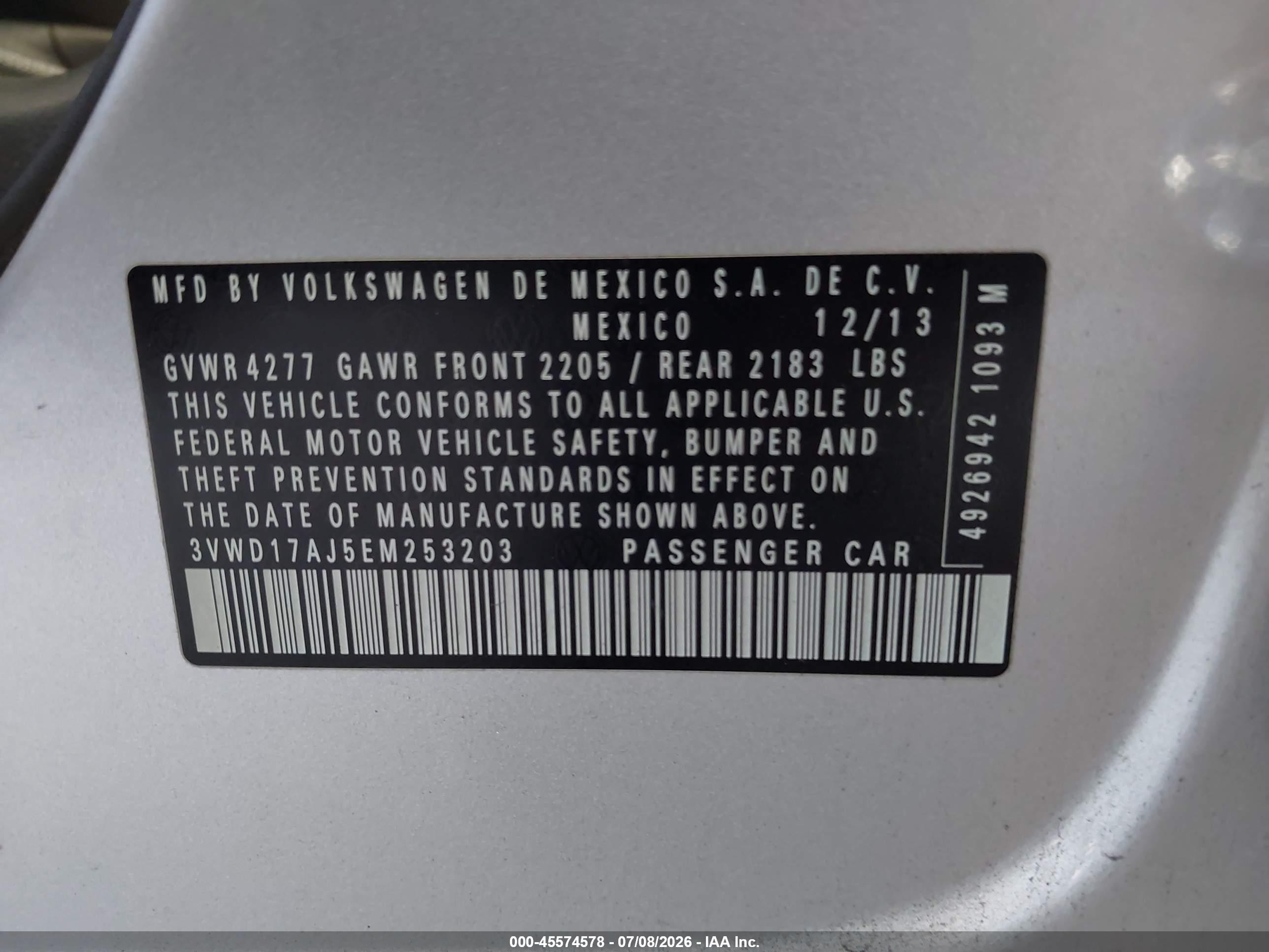 2014 Volkswagen Jetta 1.8t Se Silver vin: 3VWD17AJ5EM253203