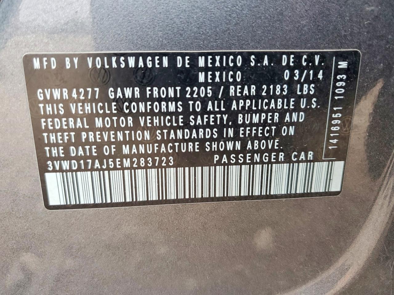 2014 Volkswagen Jetta Se Gray vin: 3VWD17AJ5EM283723