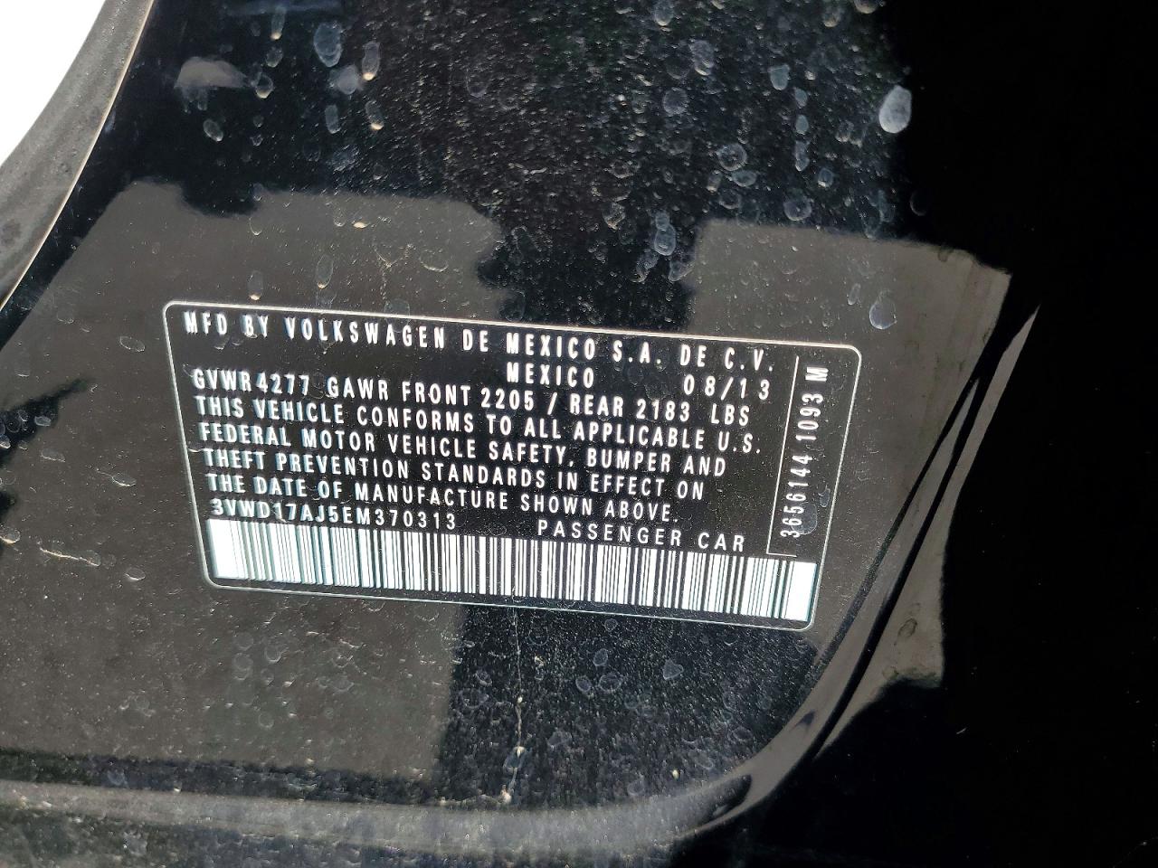 2014 Volkswagen Jetta Se Black vin: 3VWD17AJ5EM370313