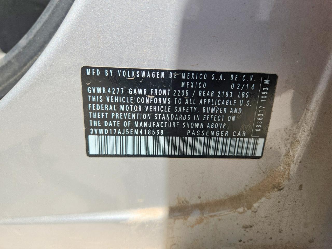 2014 Volkswagen Jetta Se Silver vin: 3VWD17AJ5EM418568