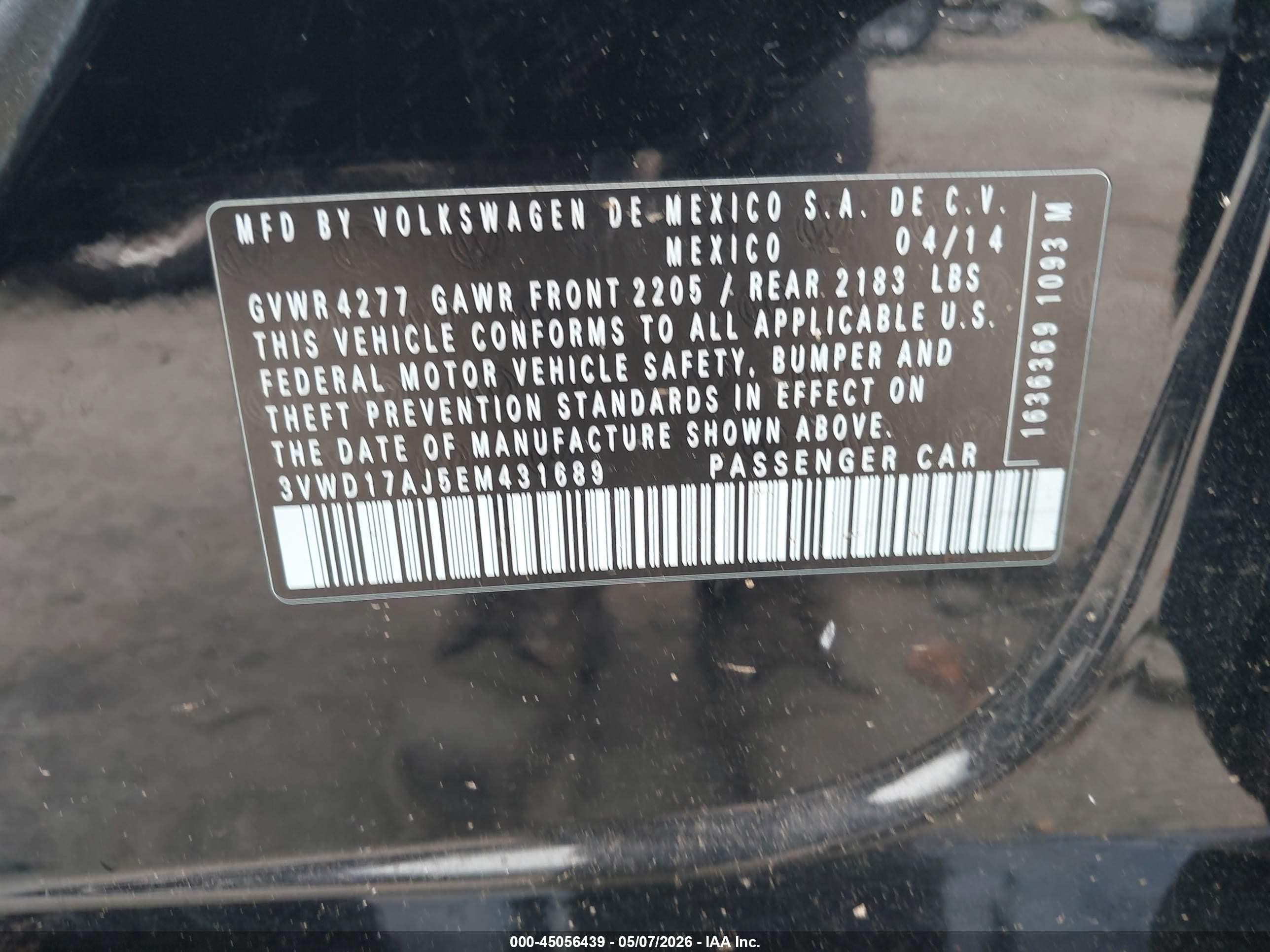 2014 Volkswagen Jetta 1.8t Se Черный vin: 3VWD17AJ5EM431689