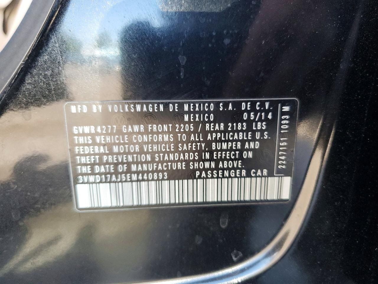 2014 Volkswagen Jetta Se Black vin: 3VWD17AJ5EM440893
