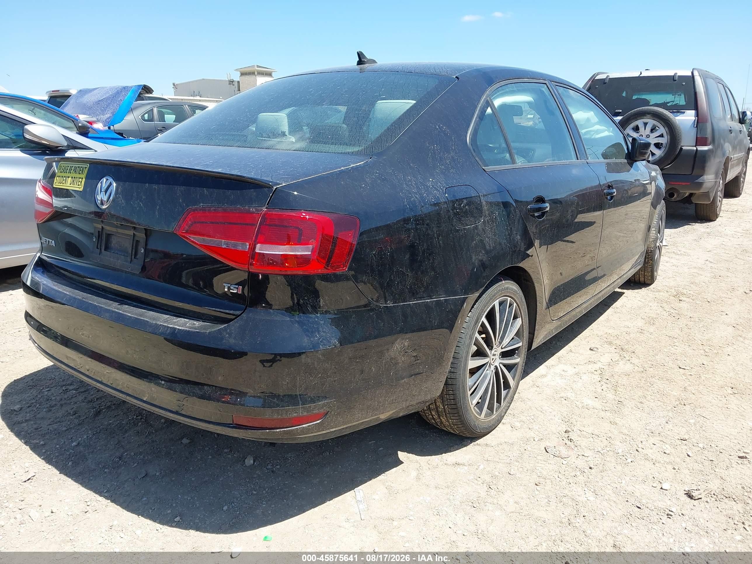 2015 Volkswagen Jetta 1.8t Sport Black vin: 3VWD17AJ5FM222003