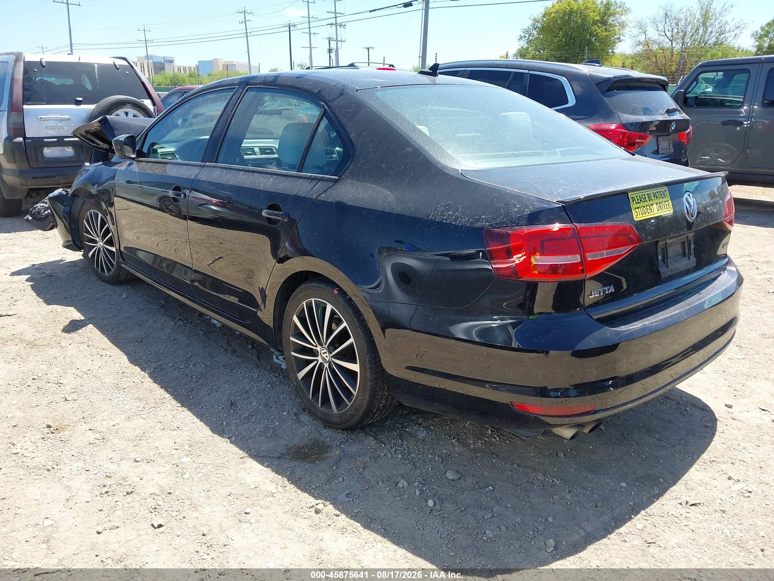 2015 Volkswagen Jetta 1.8t Sport Black vin: 3VWD17AJ5FM222003