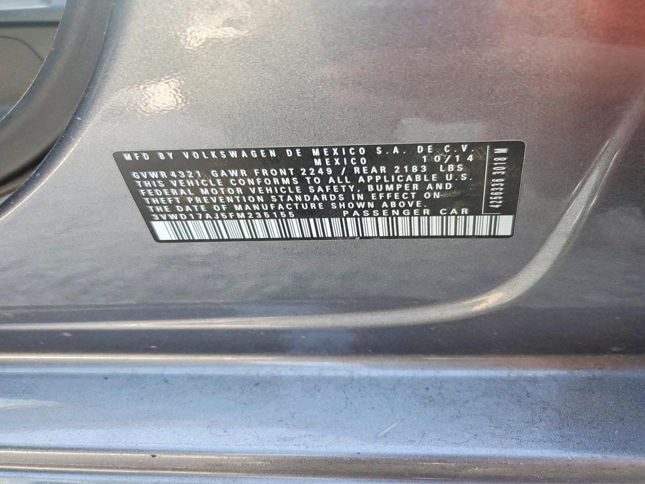 2015 Volkswagen Jetta Se Серый vin: 3VWD17AJ5FM235155