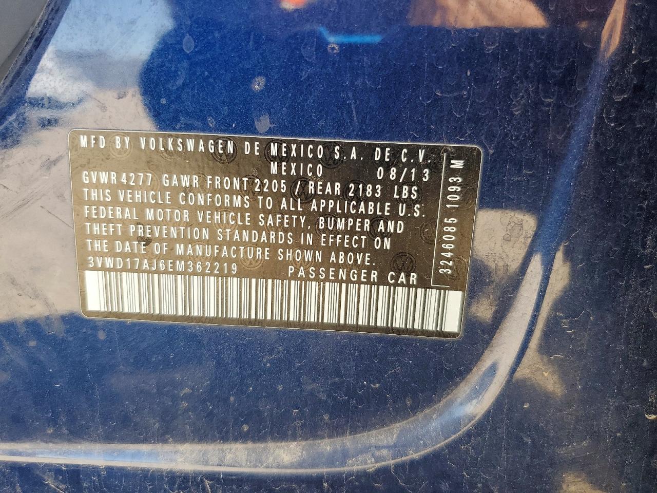 2014 Volkswagen Jetta Se Blue vin: 3VWD17AJ6EM362219